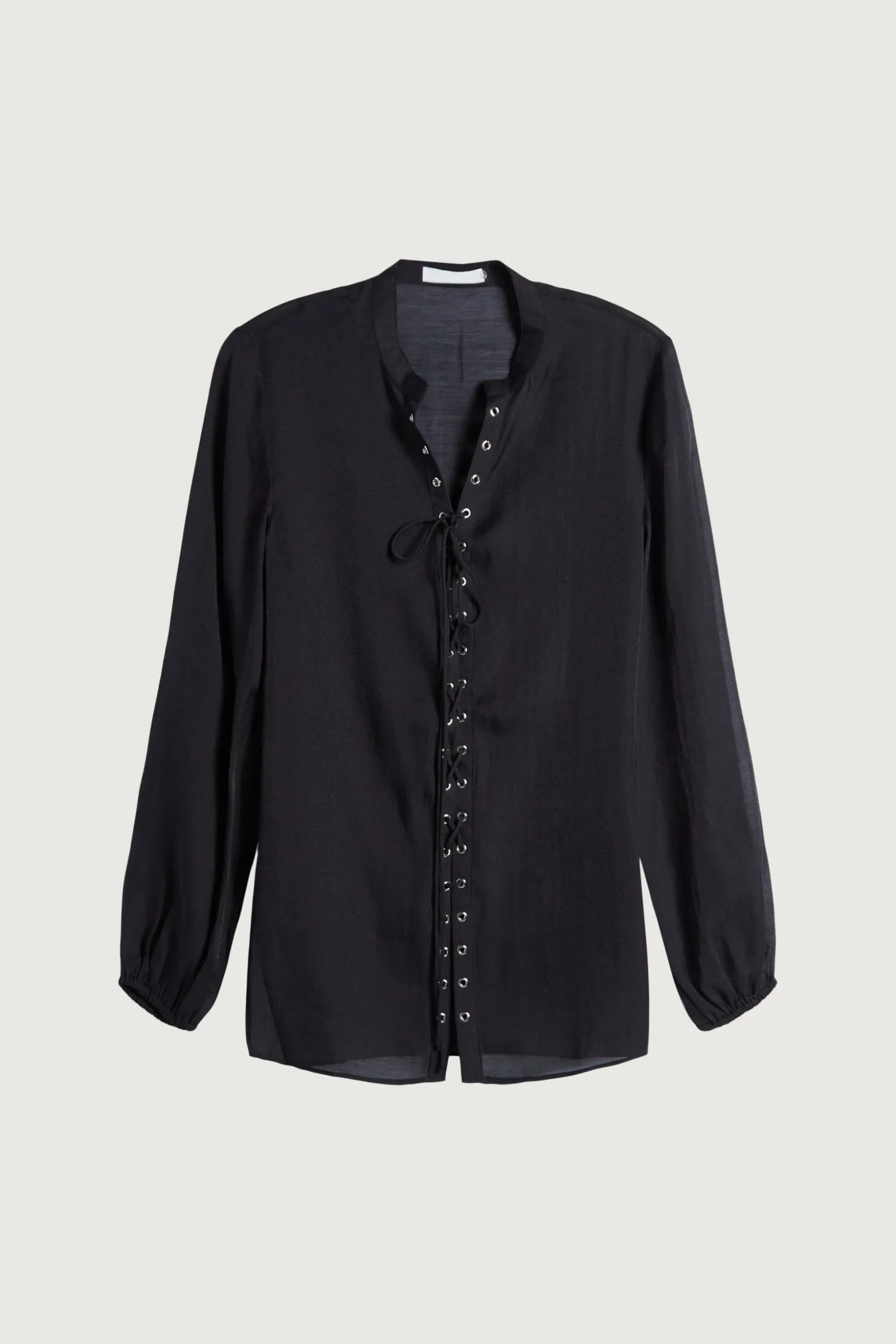 LACE-UP CHIFFON BLOUSE