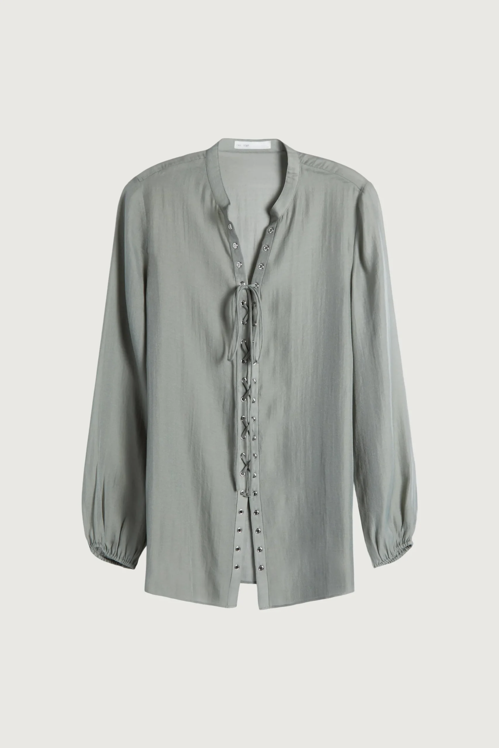 LACE-UP CHIFFON BLOUSE