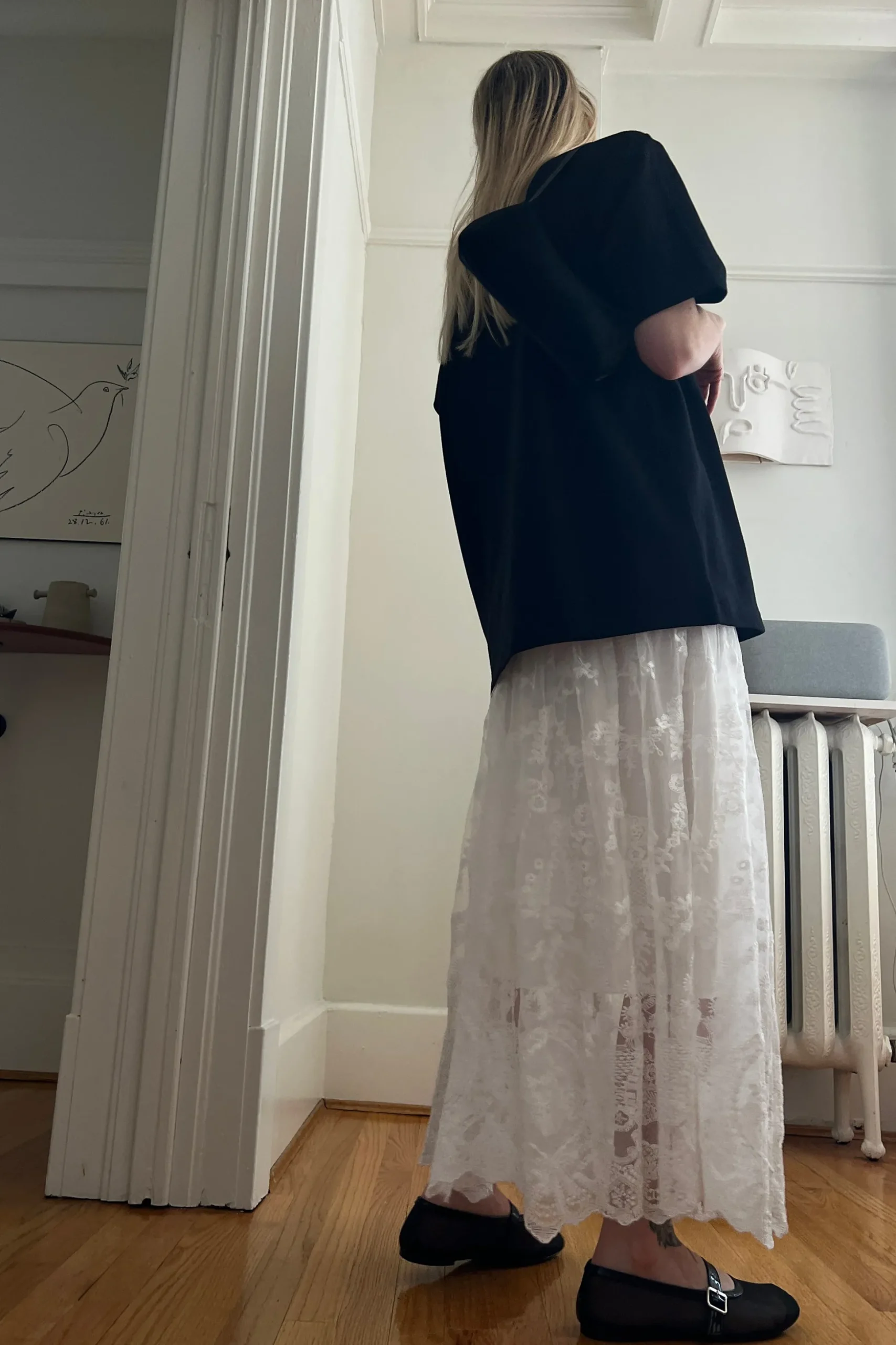 LAYERED LACE MIDI SKIRT