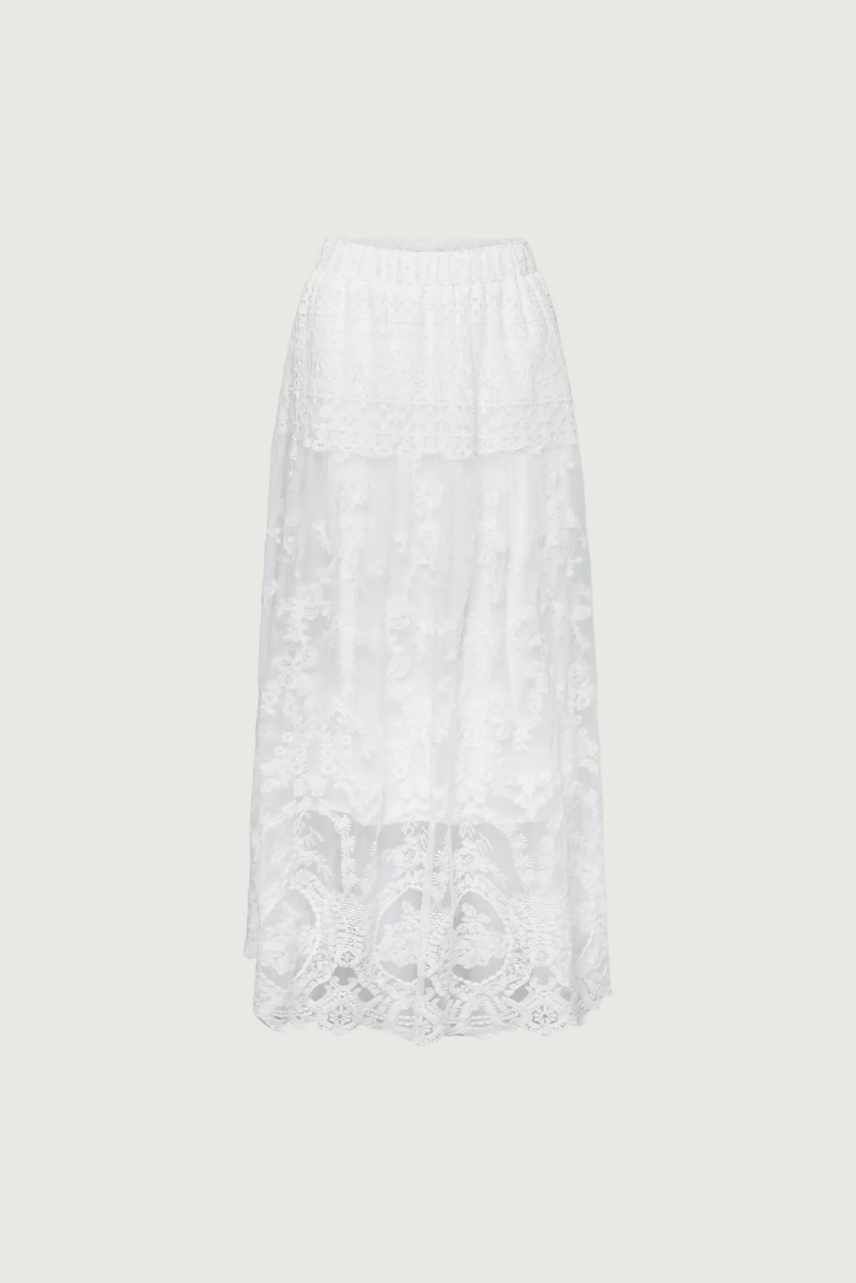 LAYERED LACE MIDI SKIRT
