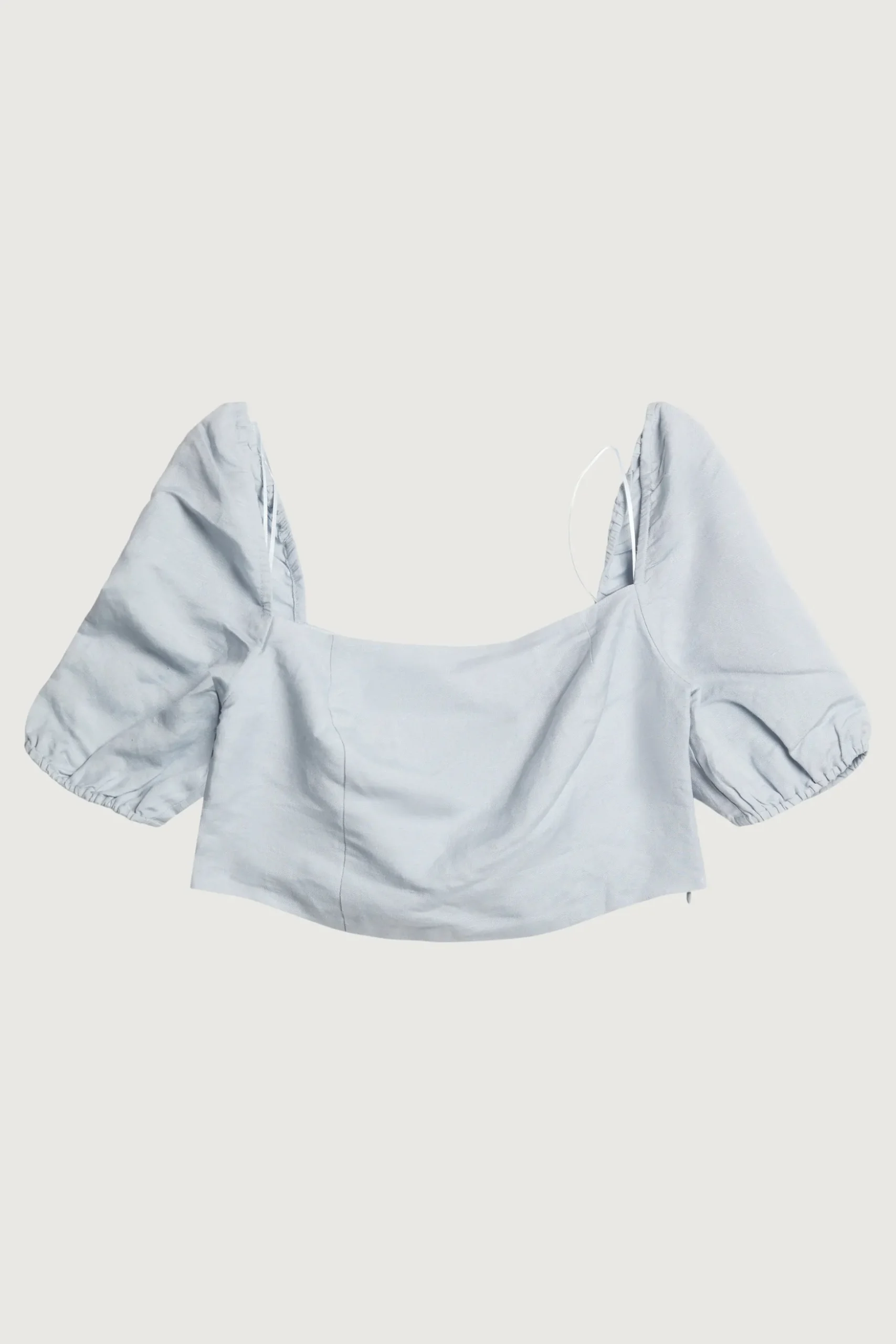 LINEN BLEND PUFF SLEEVE BLOUSE