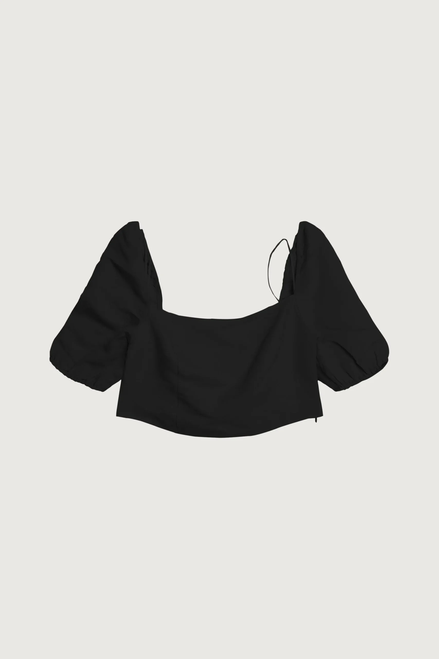 LINEN BLEND PUFF SLEEVE BLOUSE
