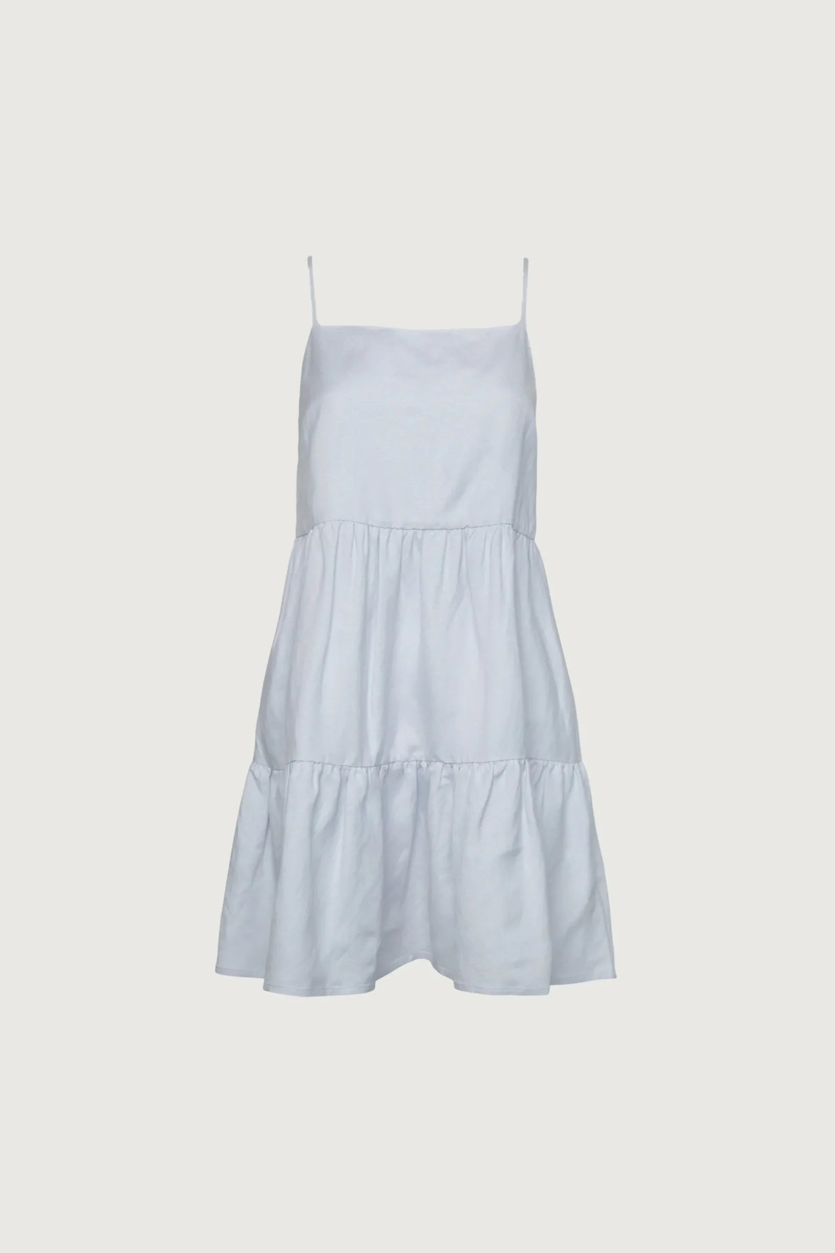 LINEN BLEND TIERED MINI DRESS