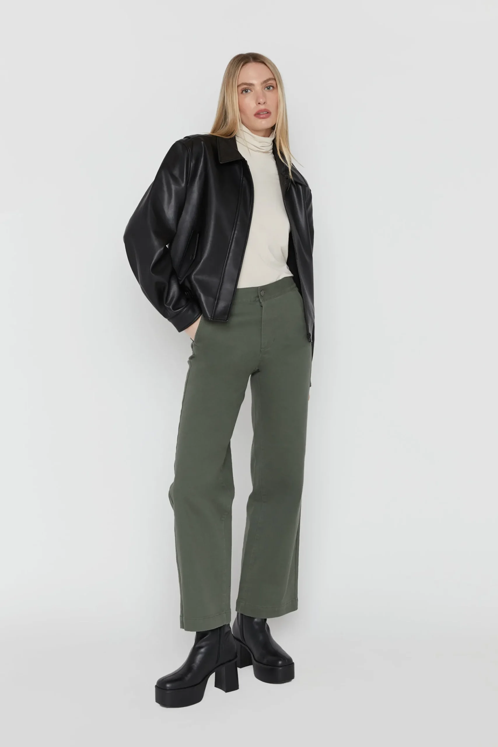 LONG LENGTH 30" TWILL WIDE LEG PANT