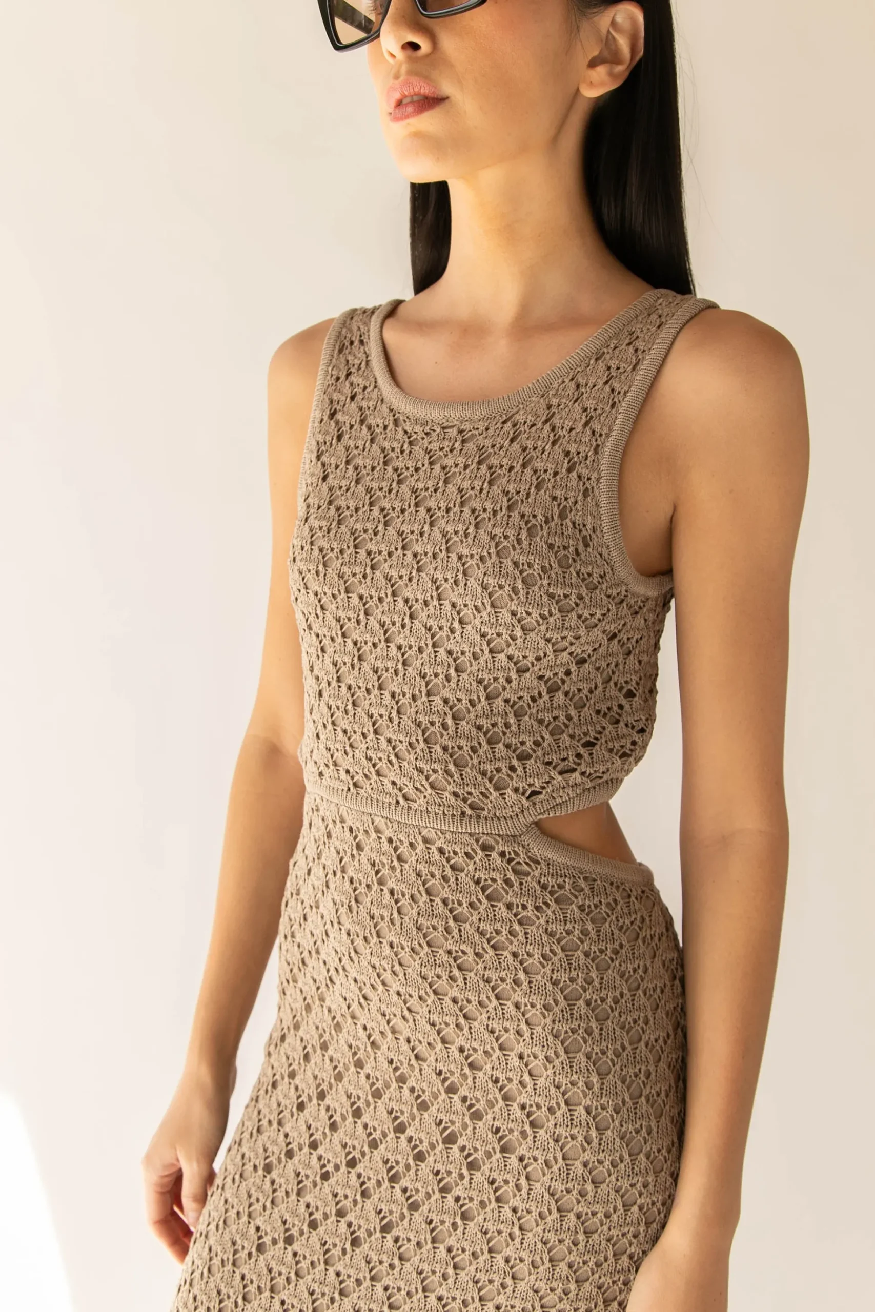 MIDI CROCHET DRESS WITH BACK CUTOUT