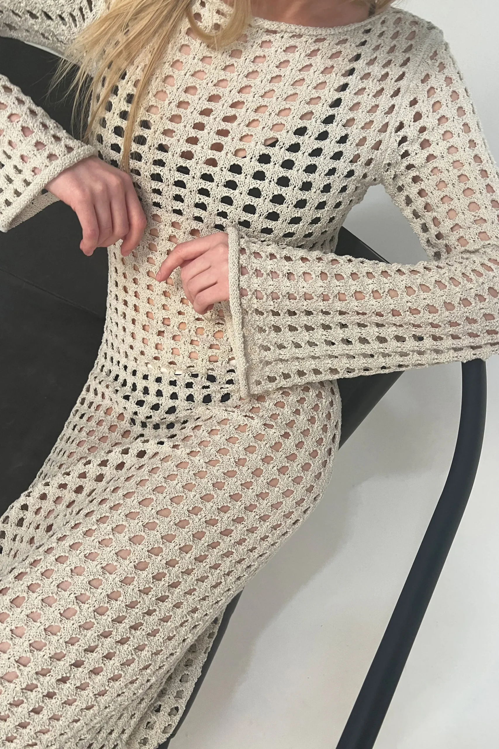 MIDI OPEN KNIT SWIMSUIT COVERUP DRESS