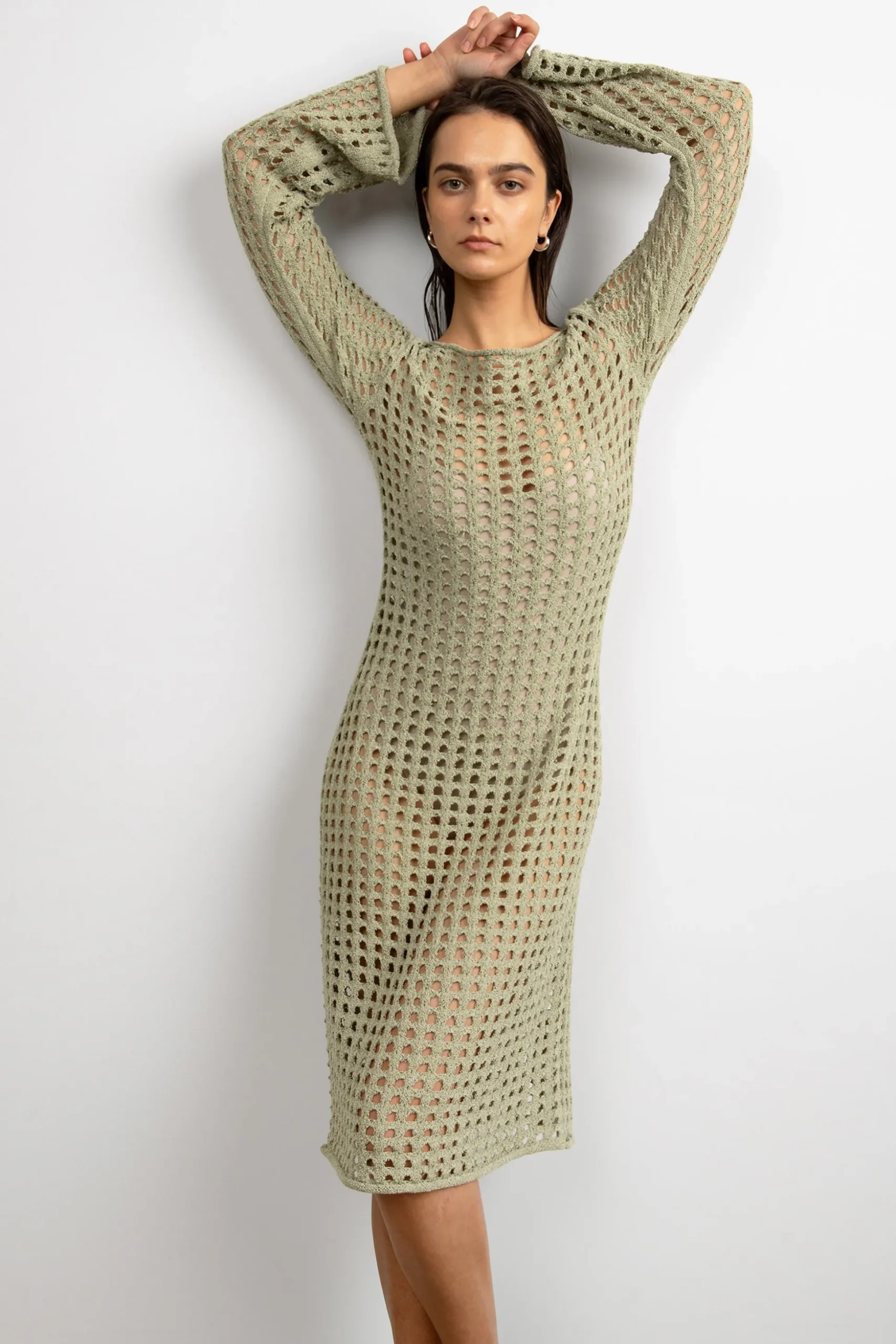 MIDI OPEN KNIT SWIMSUIT COVERUP DRESS