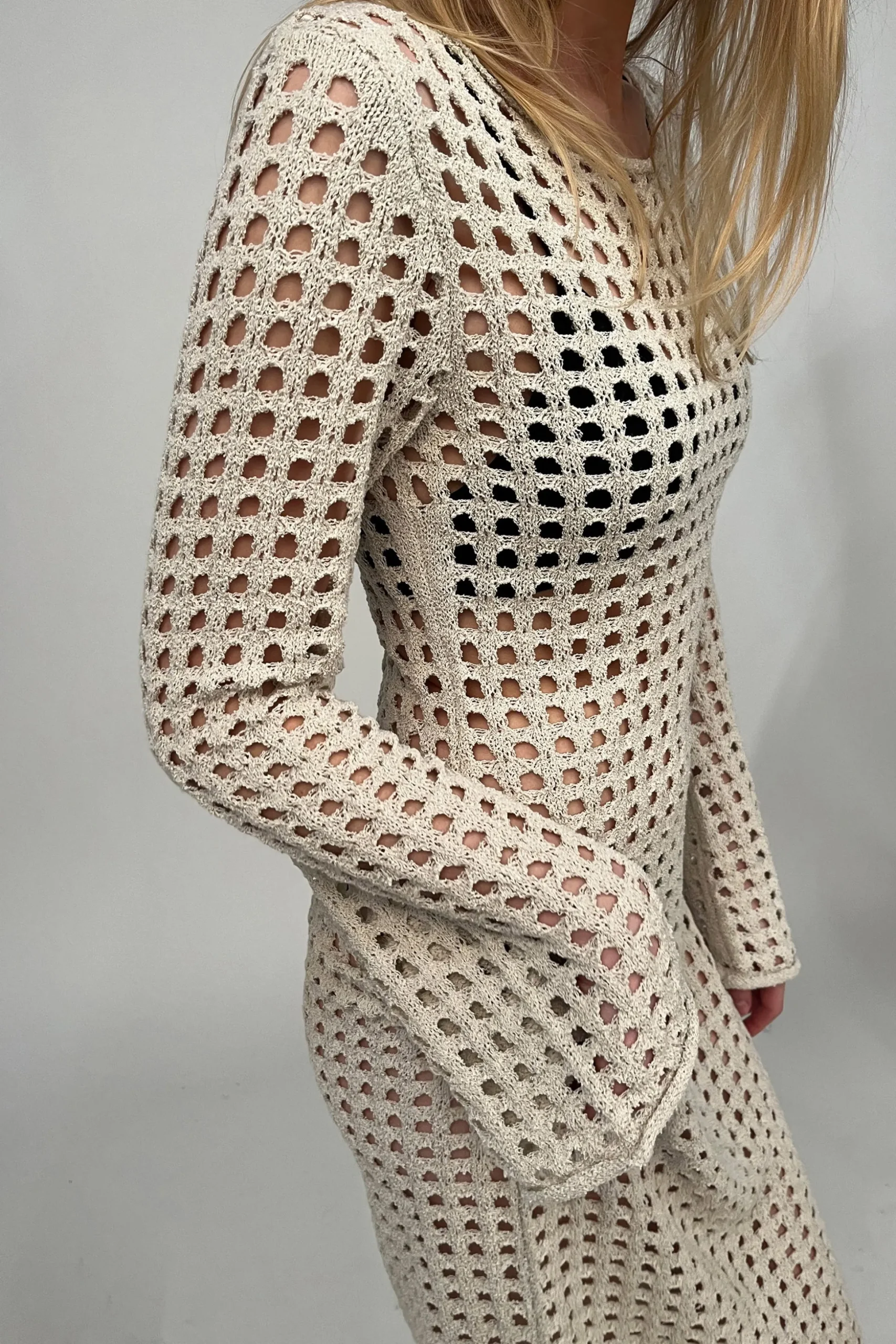 MIDI OPEN KNIT SWIMSUIT COVERUP DRESS