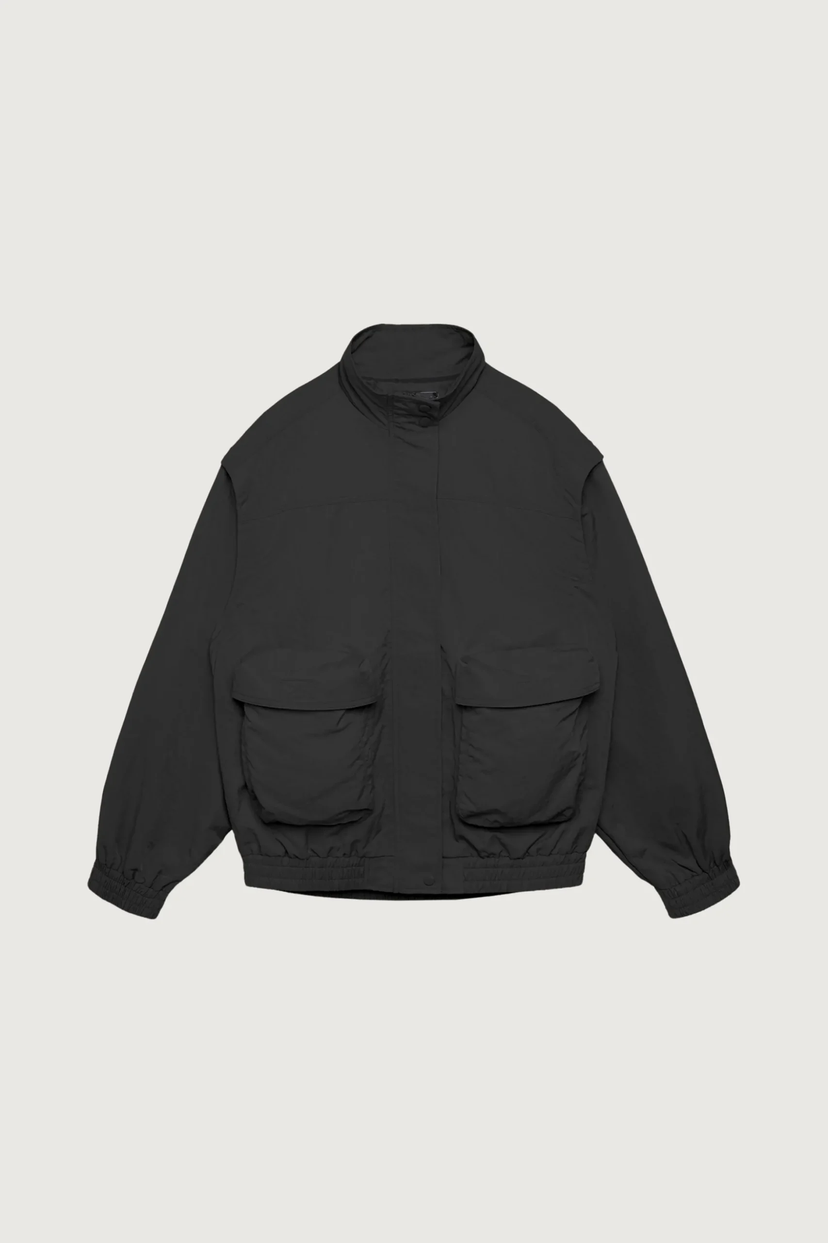 NYLON BOMBER WITH ZIP-OFF SLEEVES