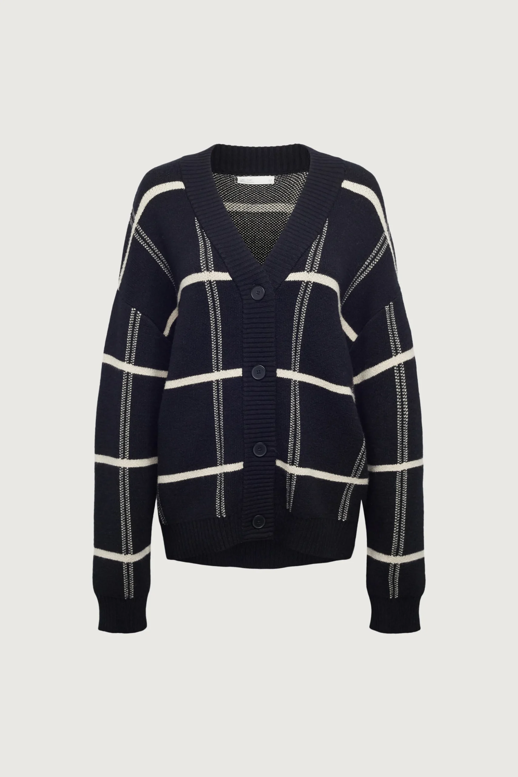 OVERSIZED GRID BUTTON FRONT CARDIGAN