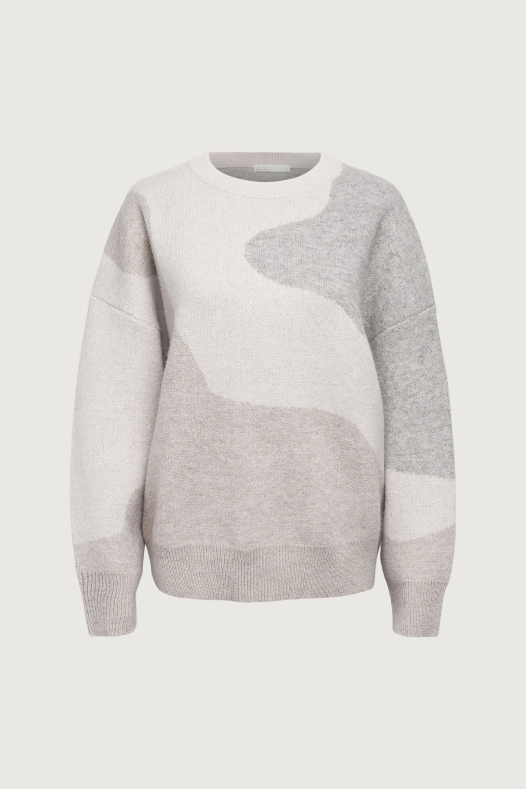 OVERSIZED INTARSIA KNIT CREWNECK SWEATER