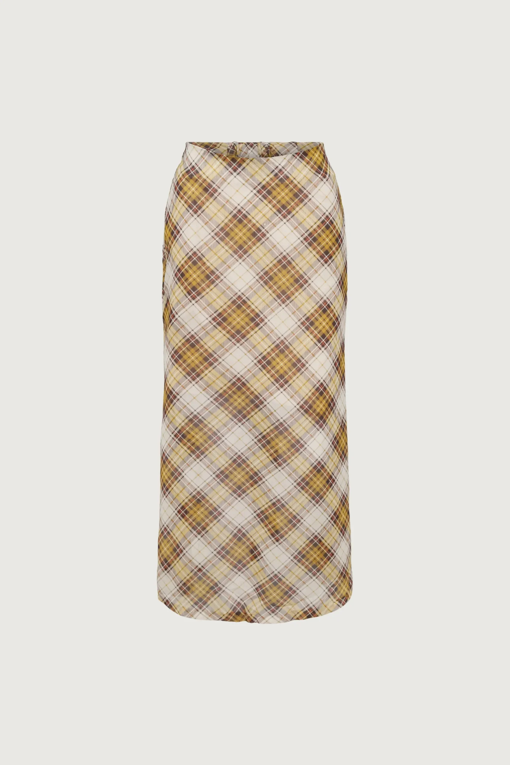 PLAID CHIFFON MIDI SKIRT