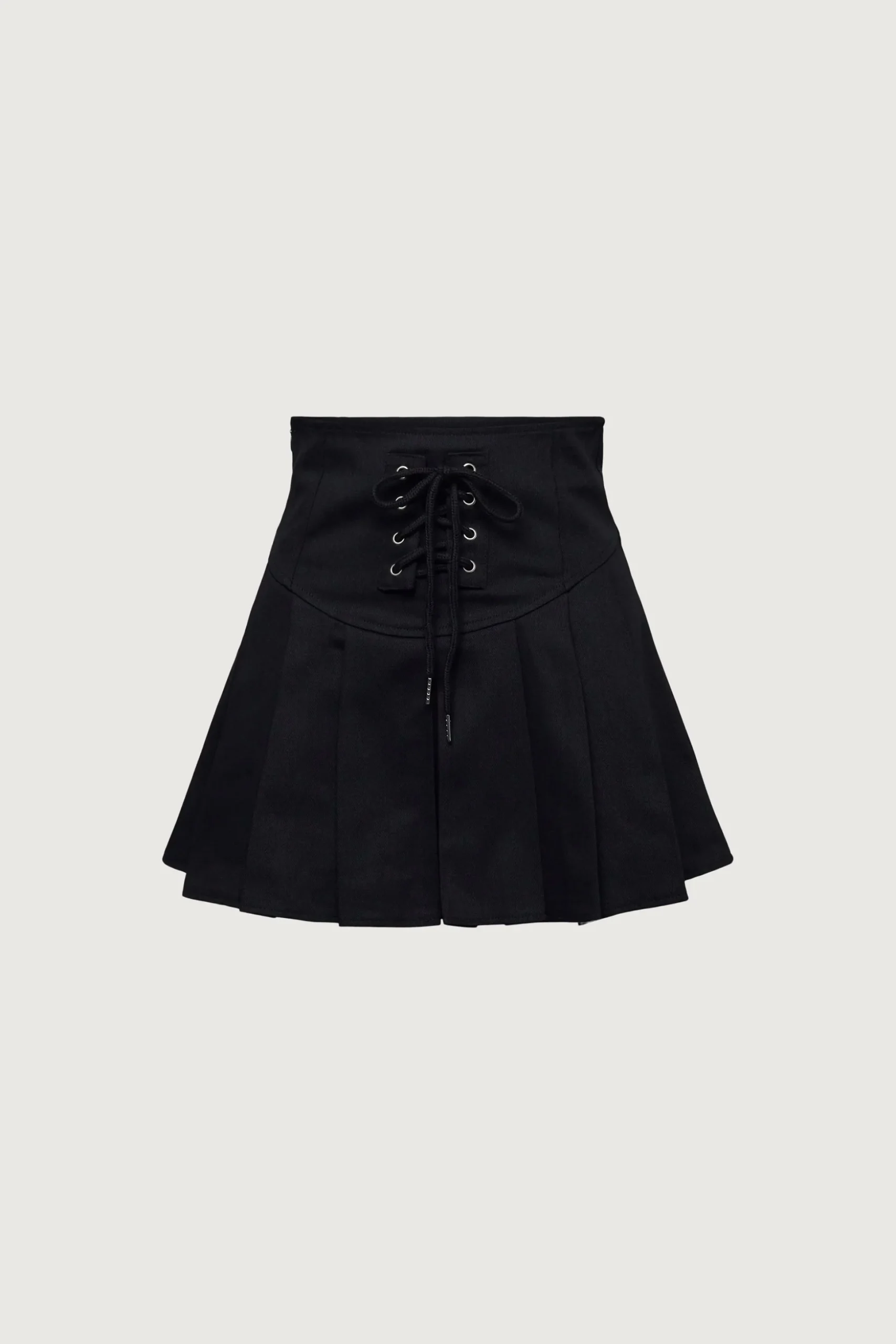 PLEATED TWILL MINI SKIRT