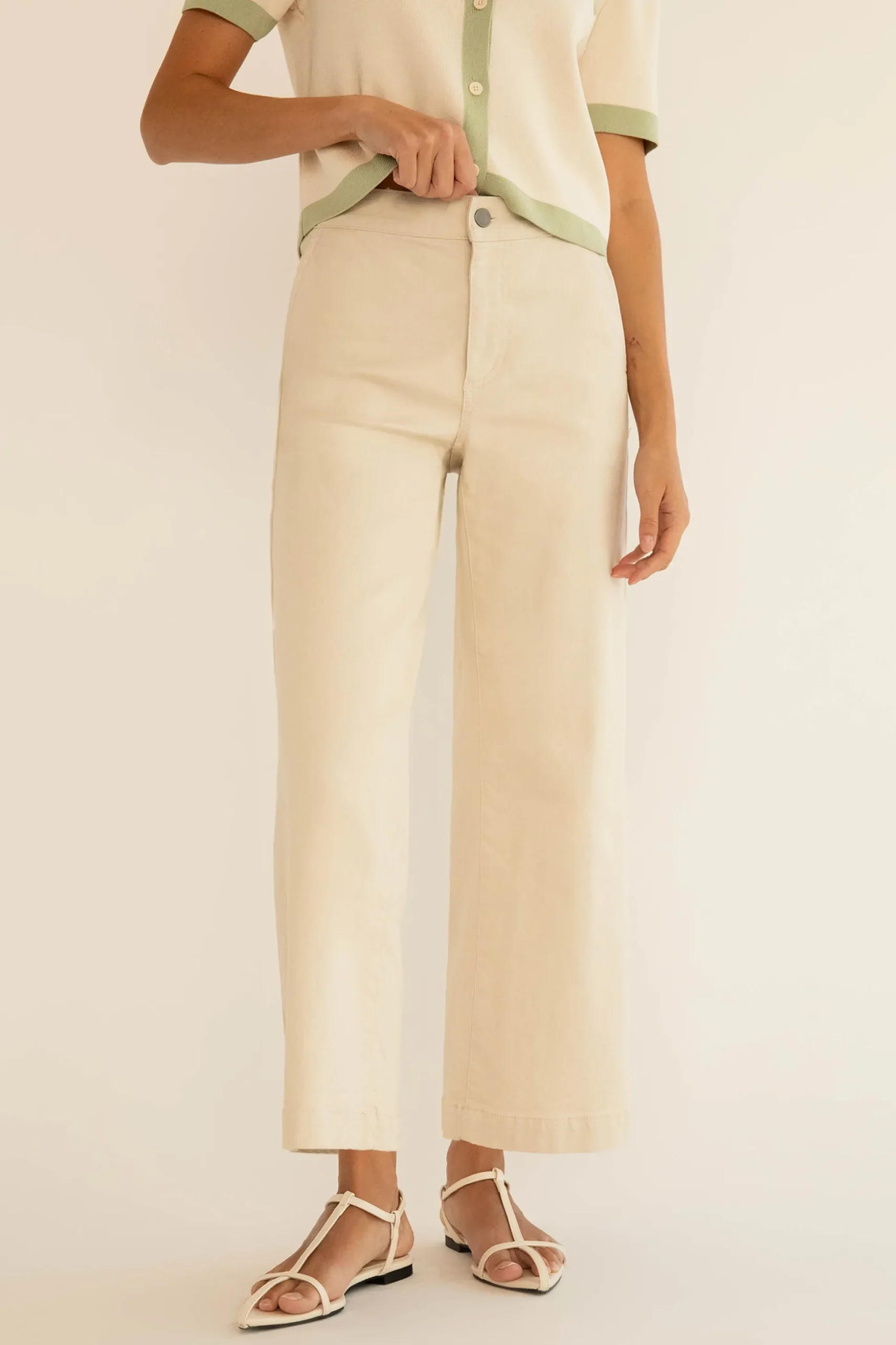 REGULAR LENGTH 28" TWILL WIDE LEG PANT