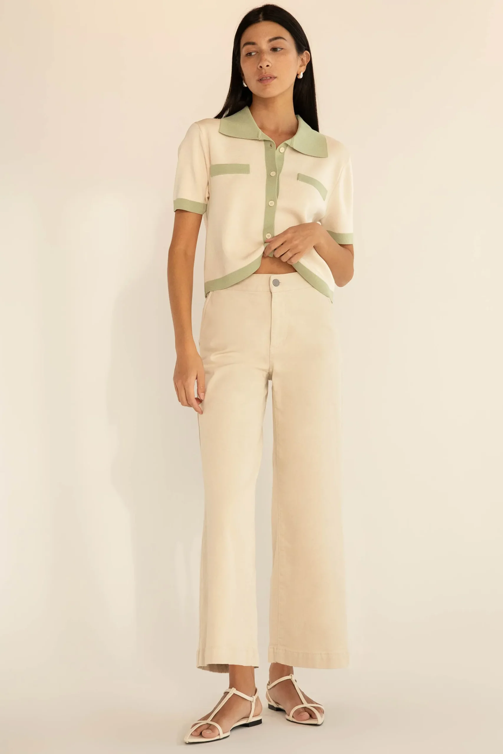 REGULAR LENGTH 28" TWILL WIDE LEG PANT
