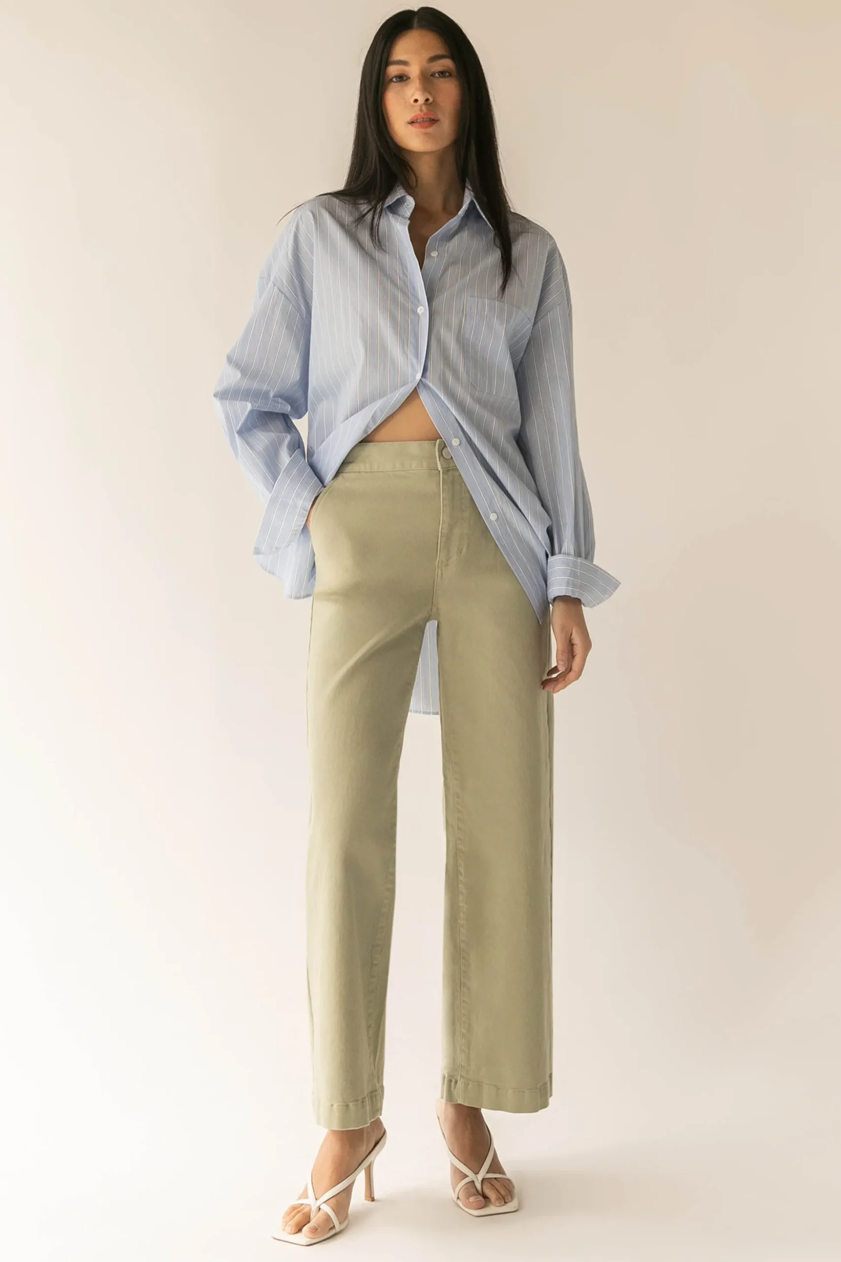 REGULAR LENGTH 28" TWILL WIDE LEG PANT