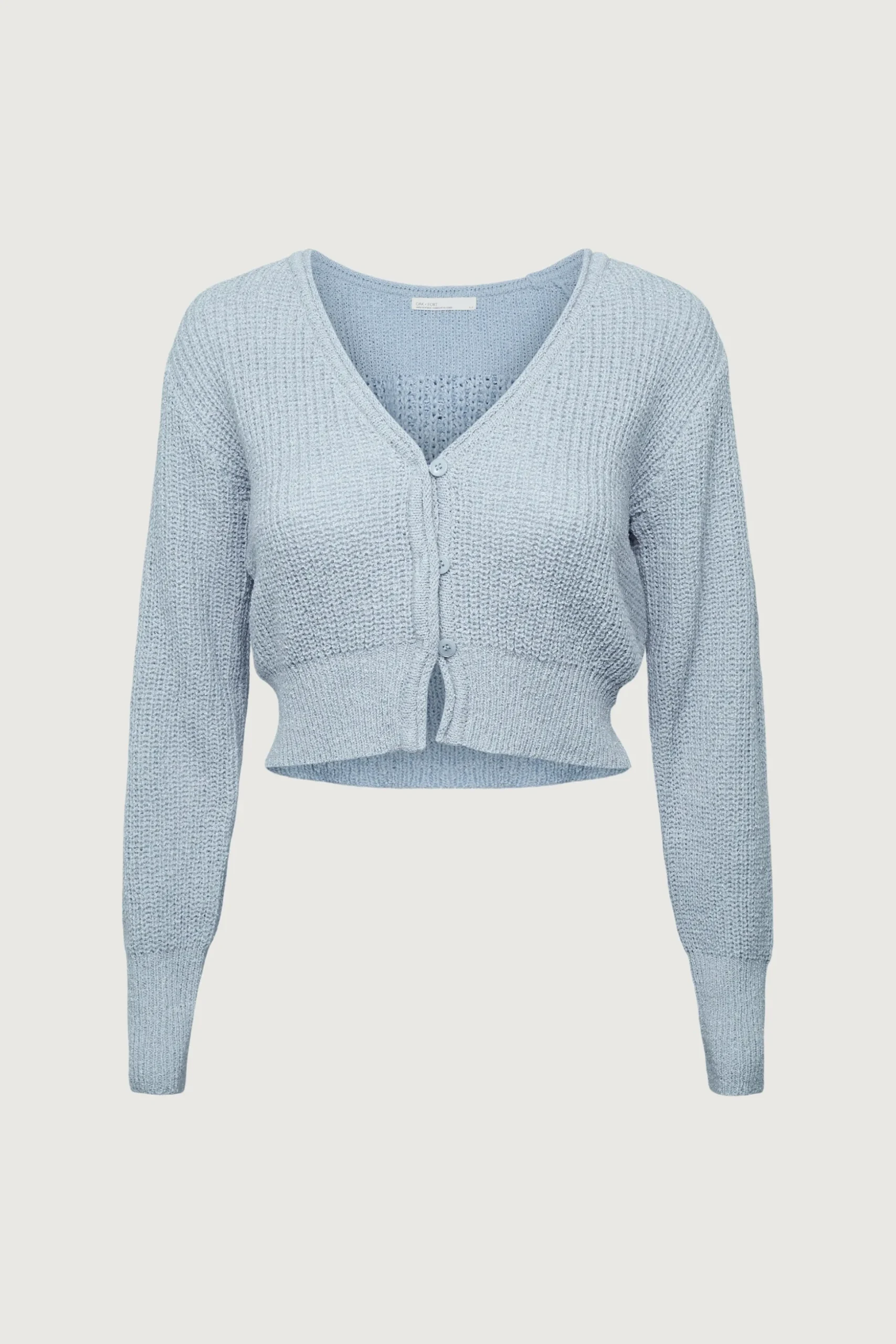 RIBBED BUTTON-FRONT CROPPED CARDIGAN
