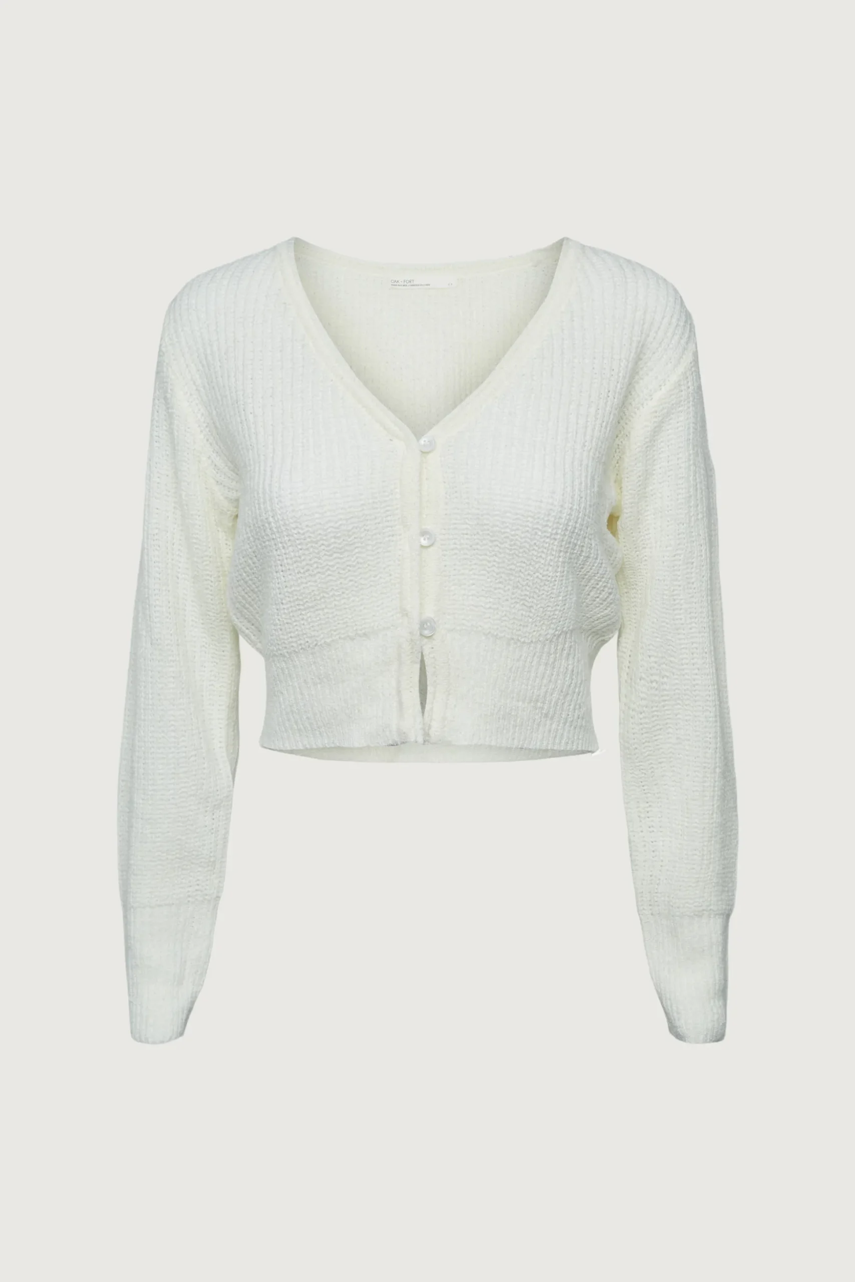 RIBBED BUTTON-FRONT CROPPED CARDIGAN