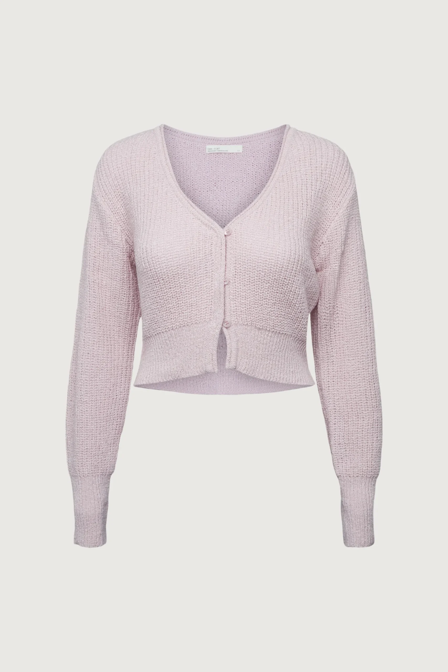 RIBBED BUTTON-FRONT CROPPED CARDIGAN