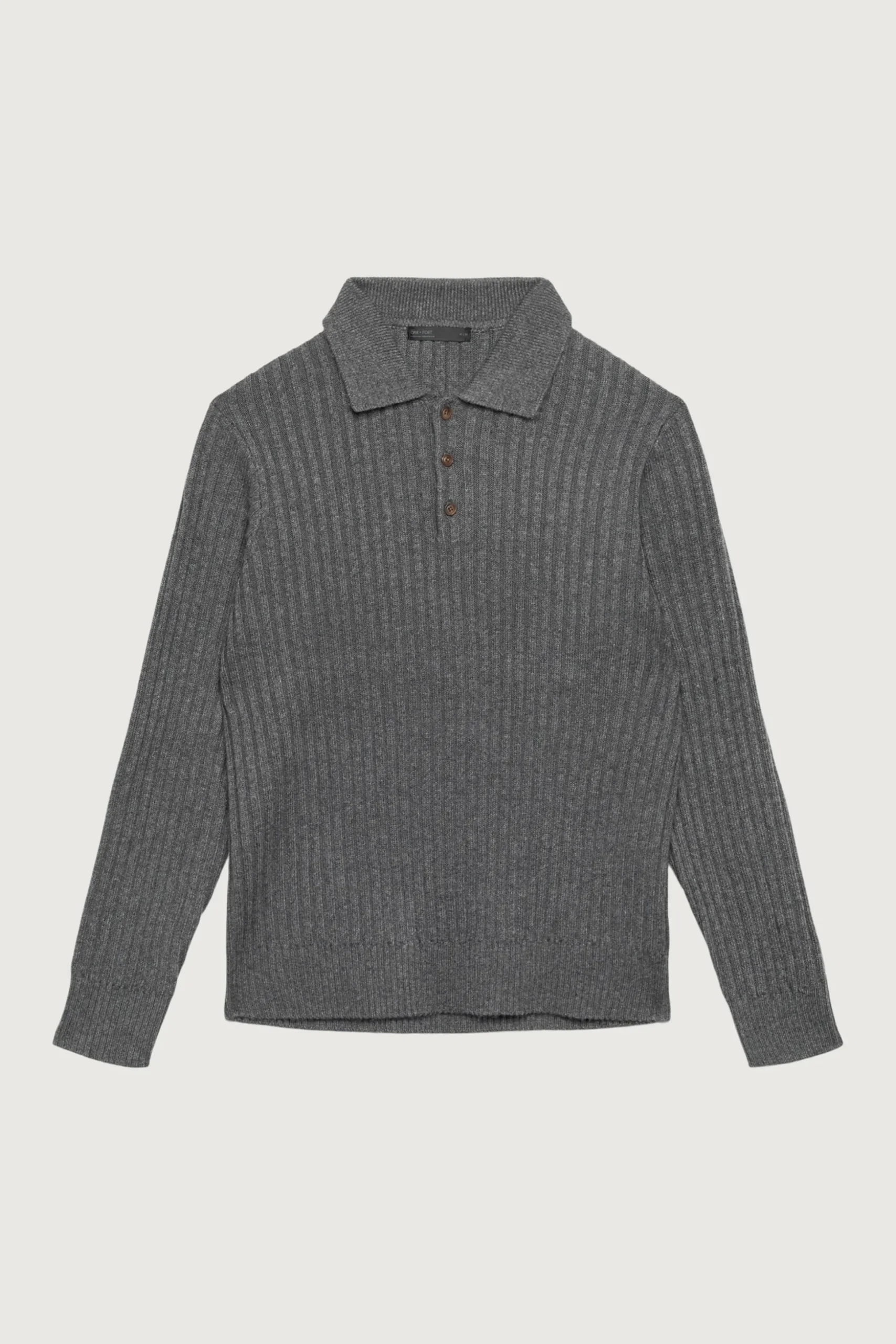 RIBBED POLO SWEATER