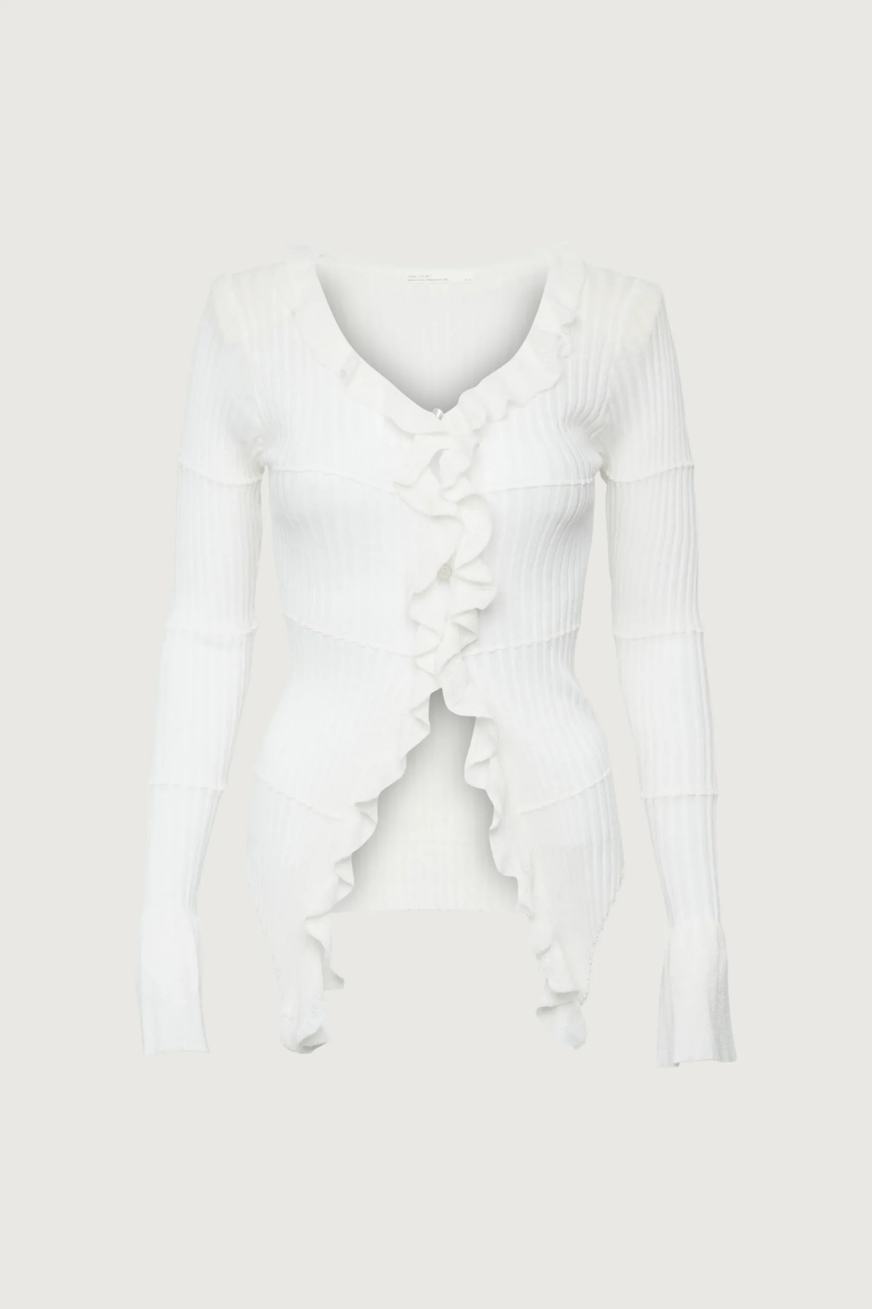 RUFFLED V-NECK LONG SLEEVE TOP