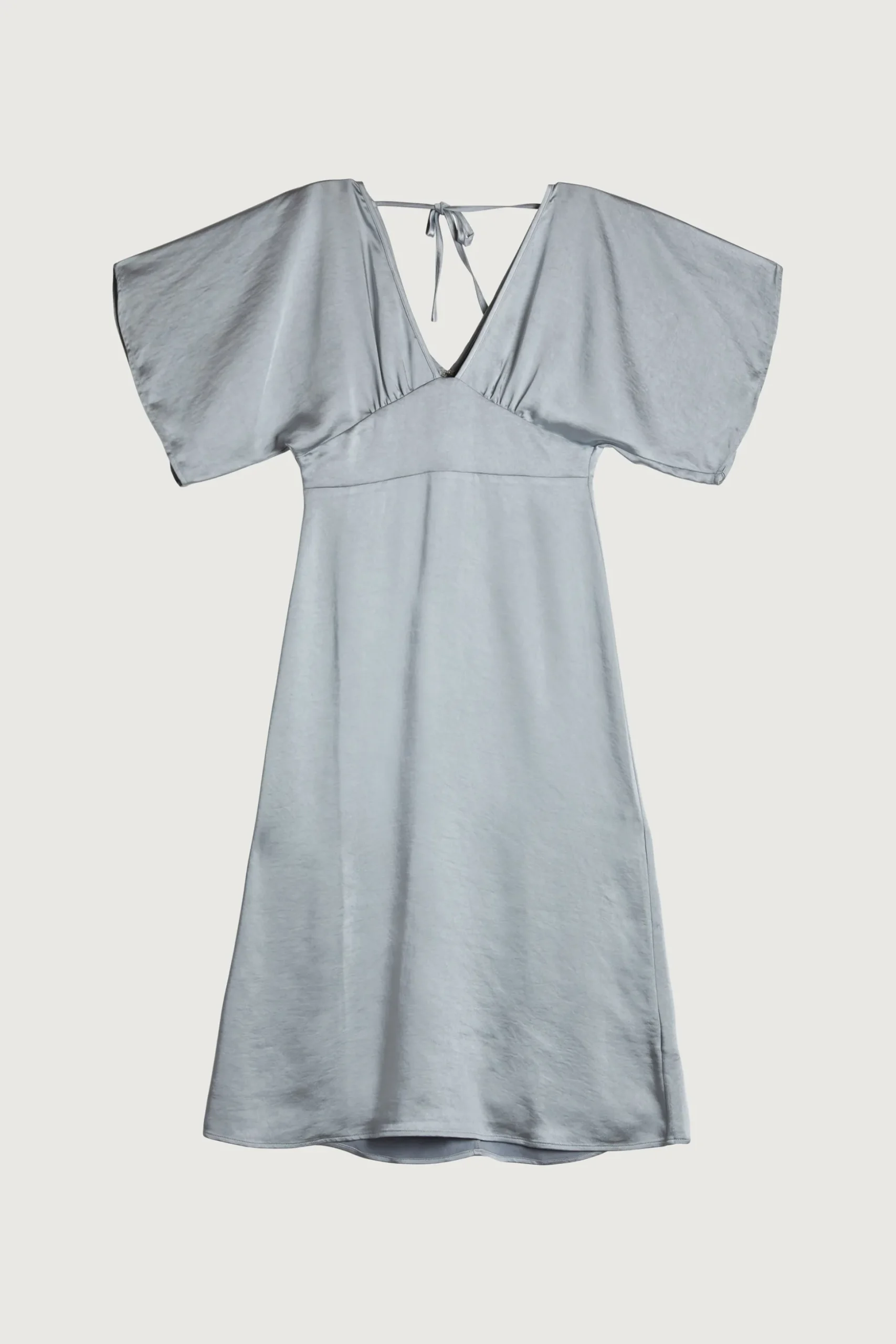 SATIN BUTTERFLY SLEEVE MIDI DRESS