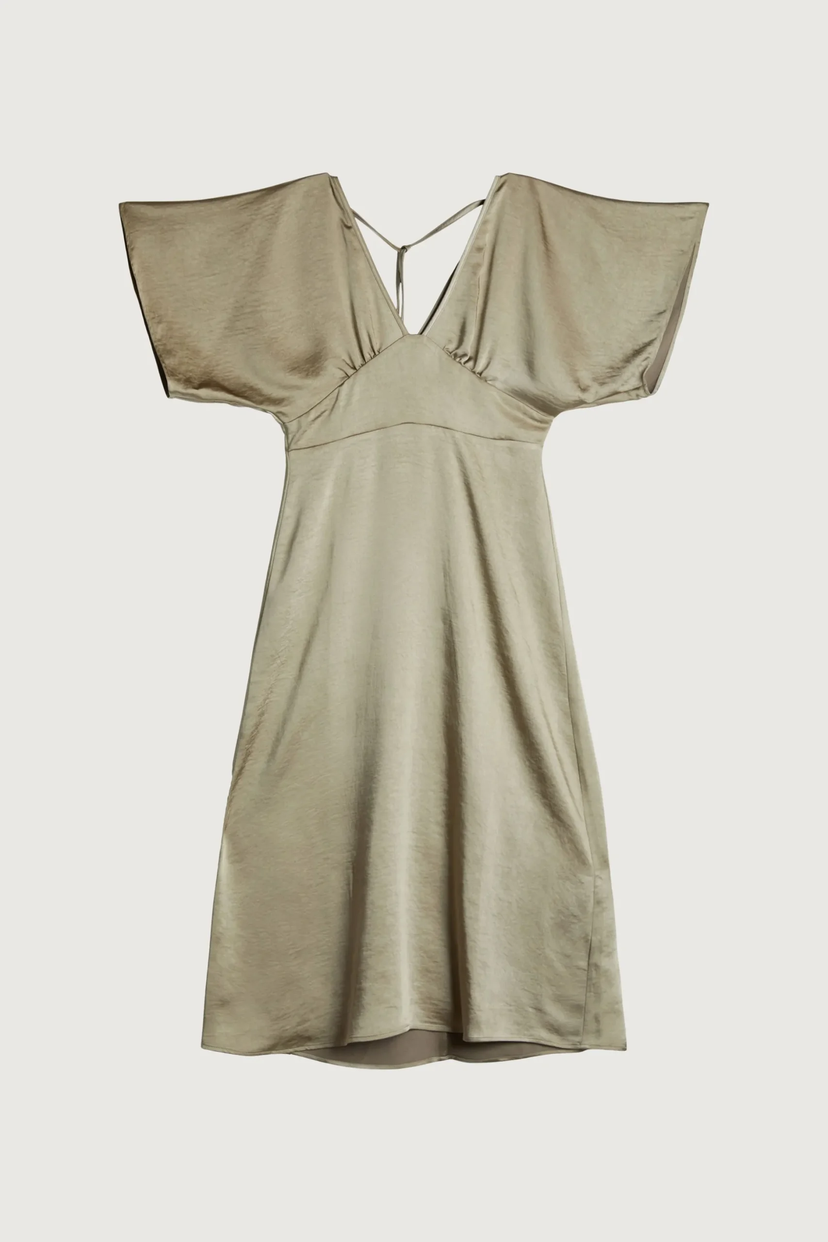 SATIN BUTTERFLY SLEEVE MIDI DRESS