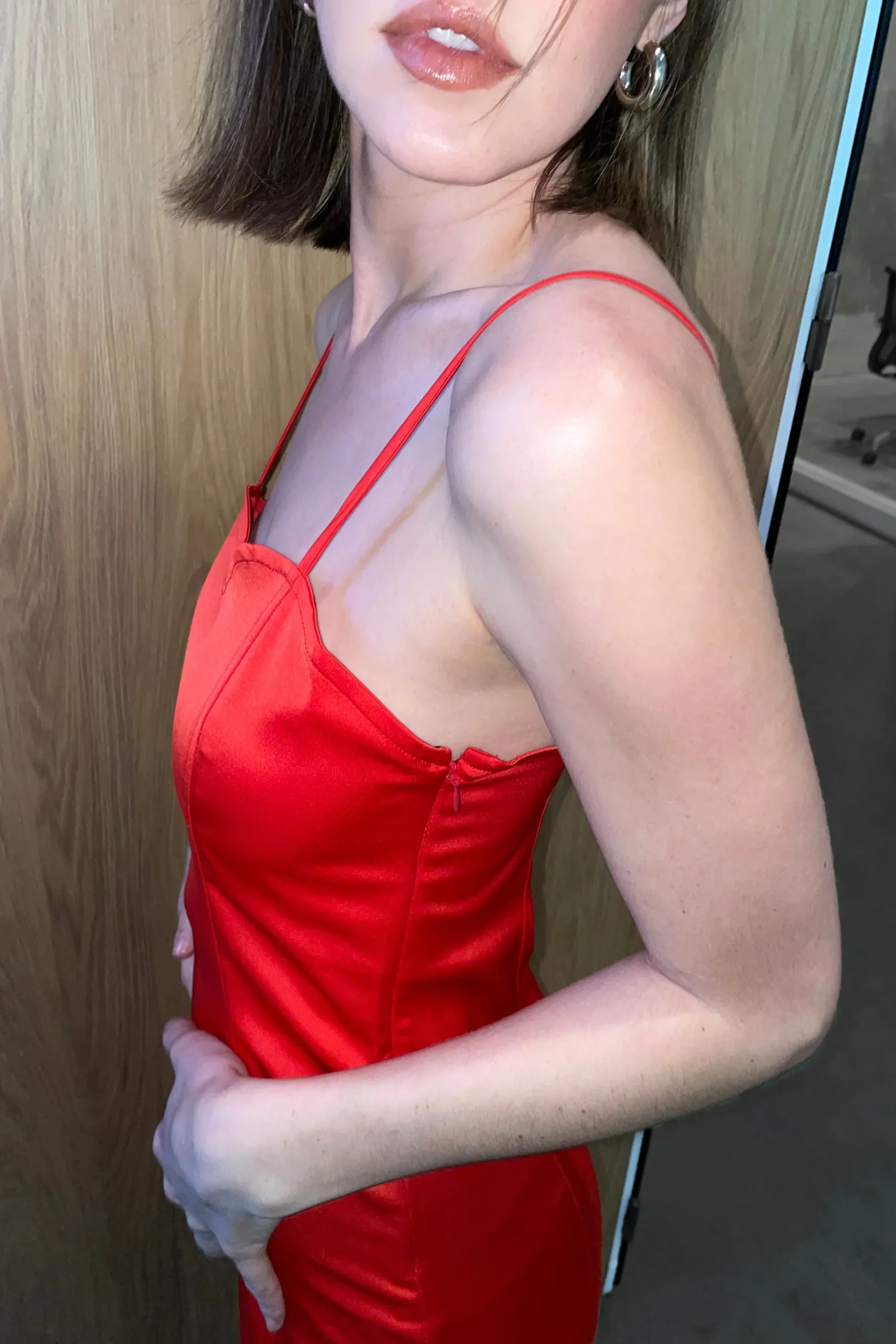 SATIN SWEETHEART MIDI DRESS