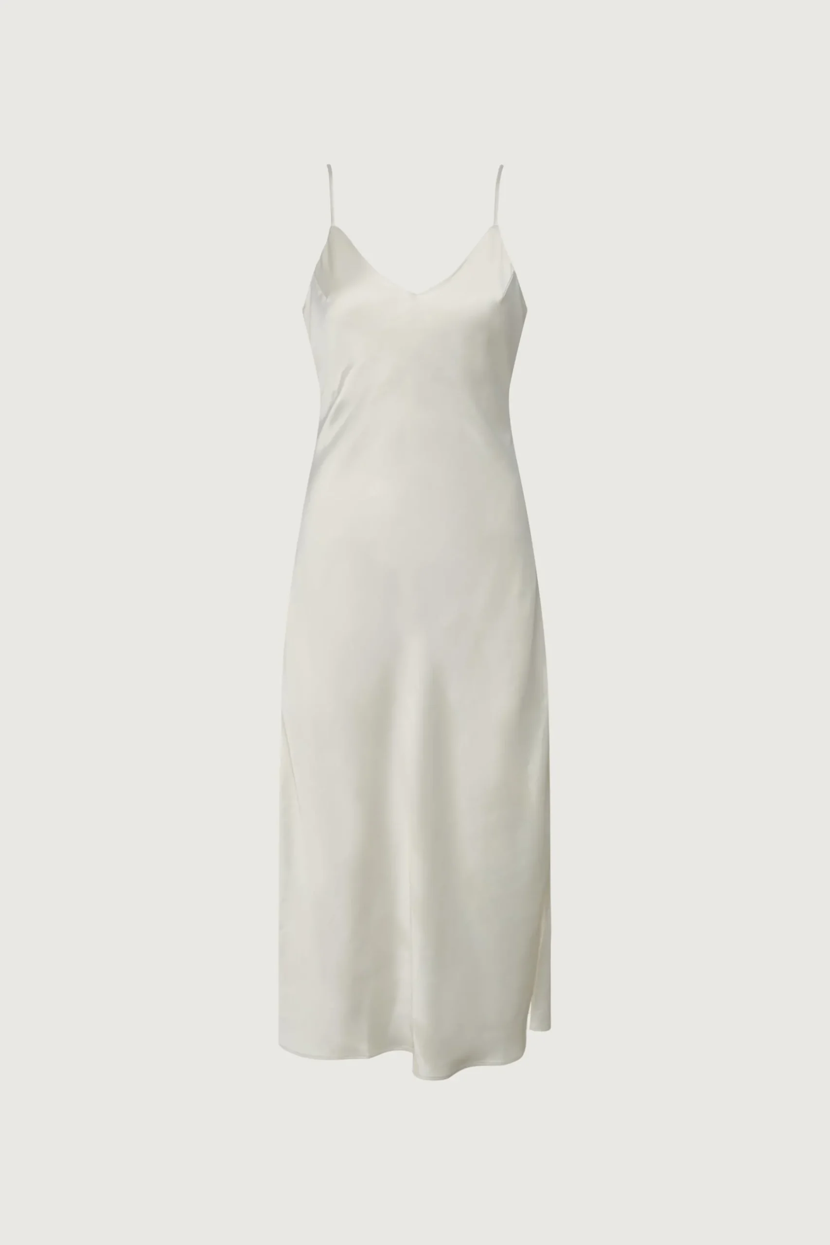 SATIN V-NECK SLIP MIDI DRESS