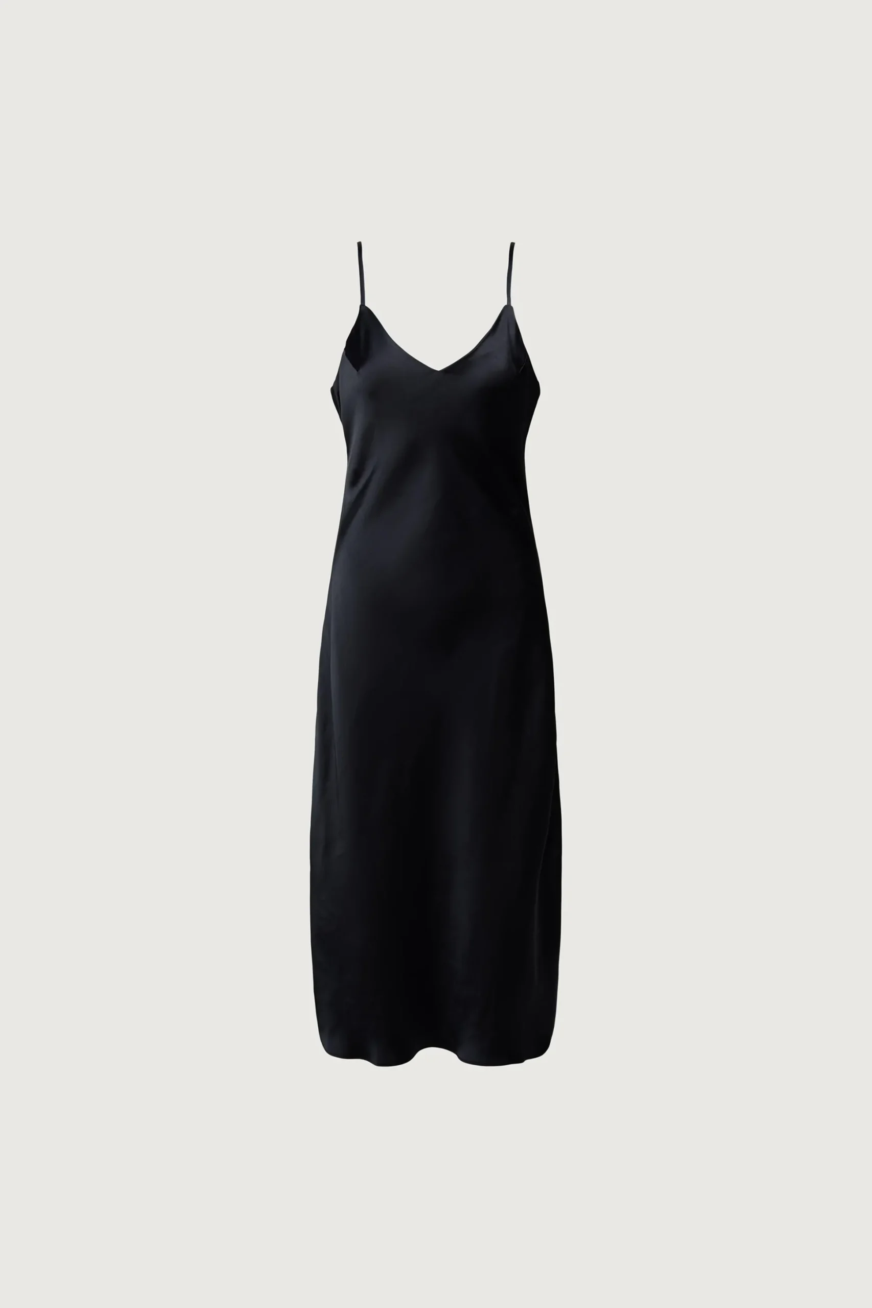 SATIN V-NECK SLIP MIDI DRESS