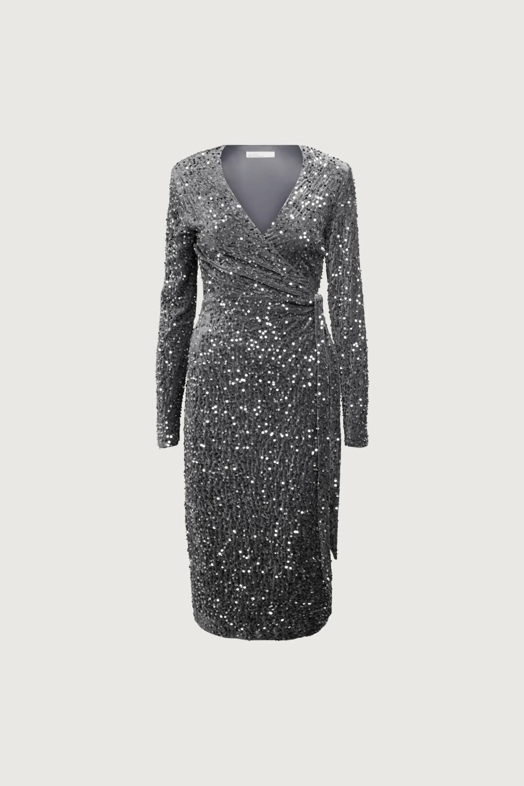 SEQUIN WRAP MIDI DRESS