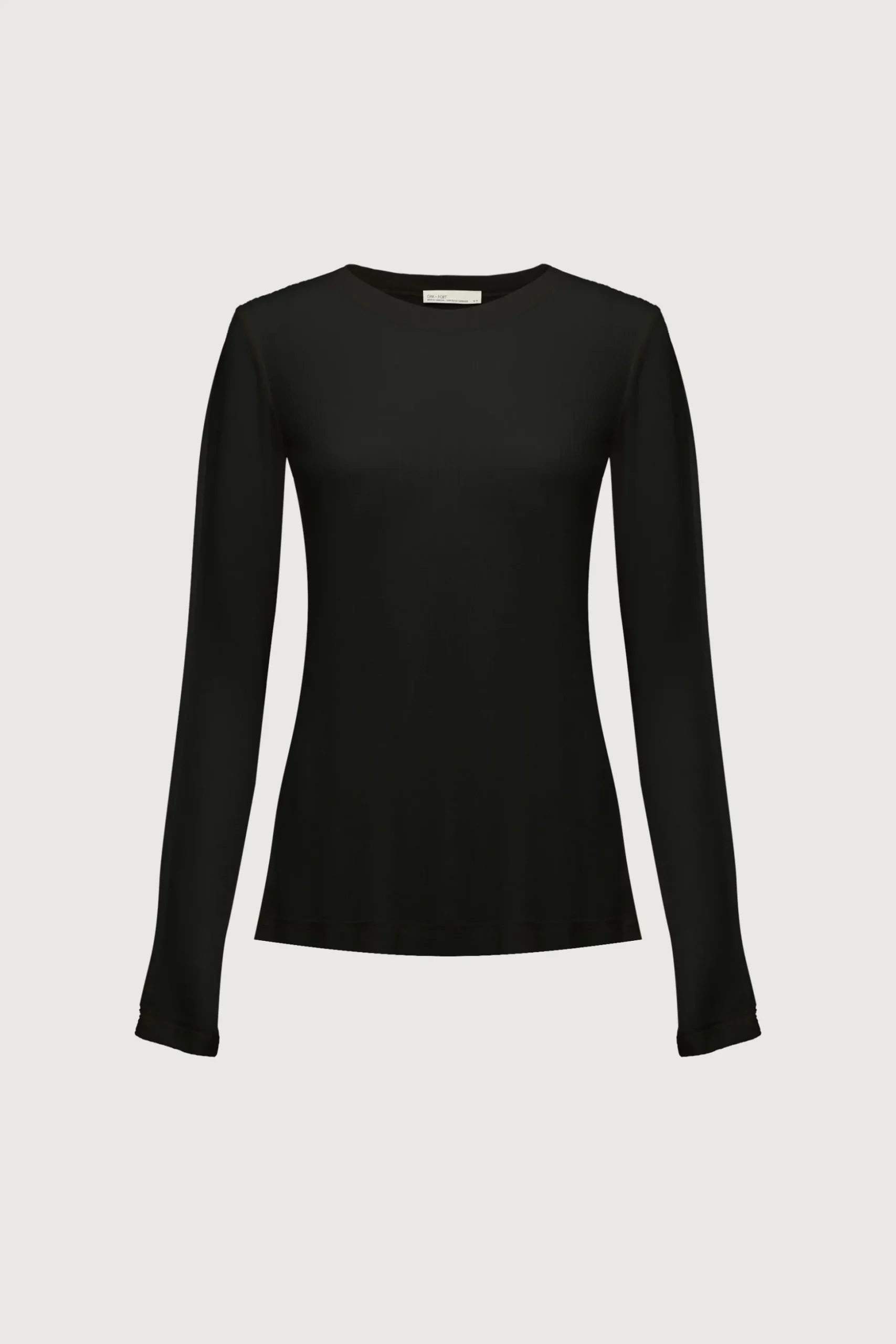 SHEER CREWNECK LONG SLEEVE TOP