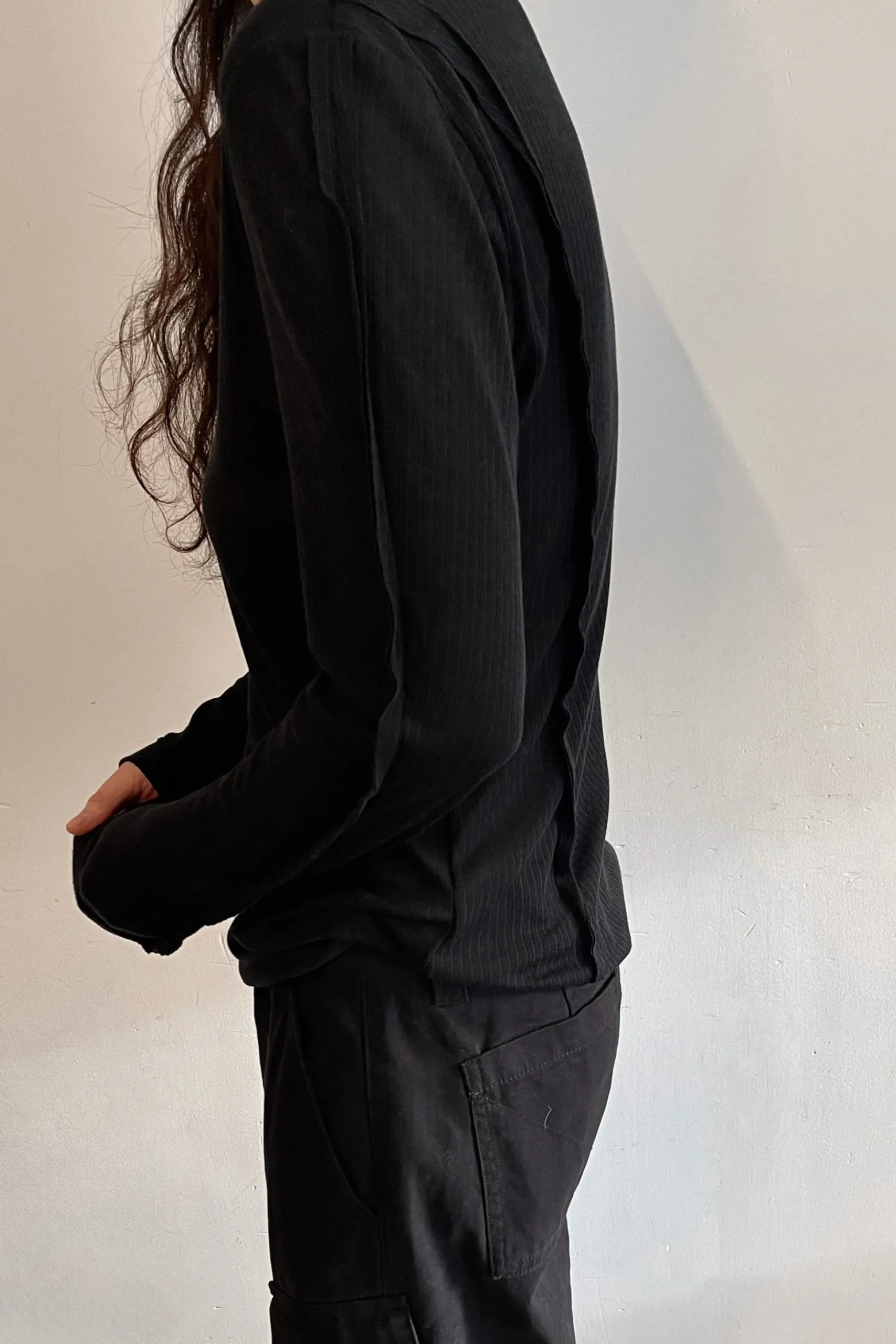 SHEER CREWNECK LONG SLEEVE TOP