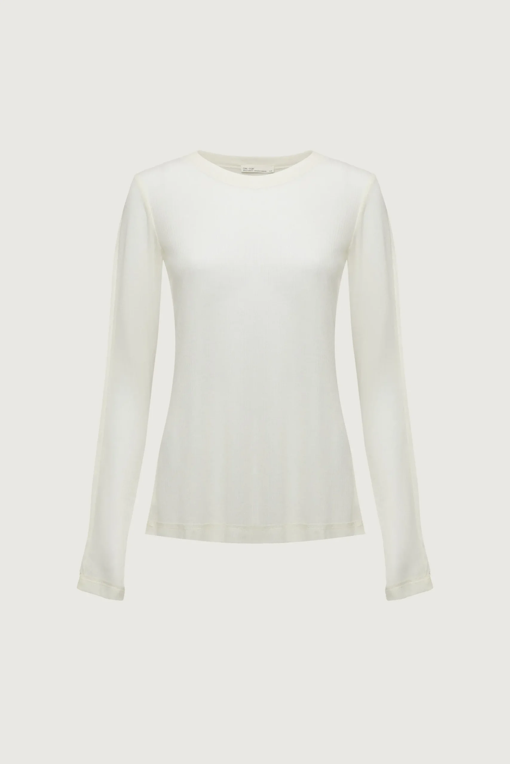 SHEER CREWNECK LONG SLEEVE TOP