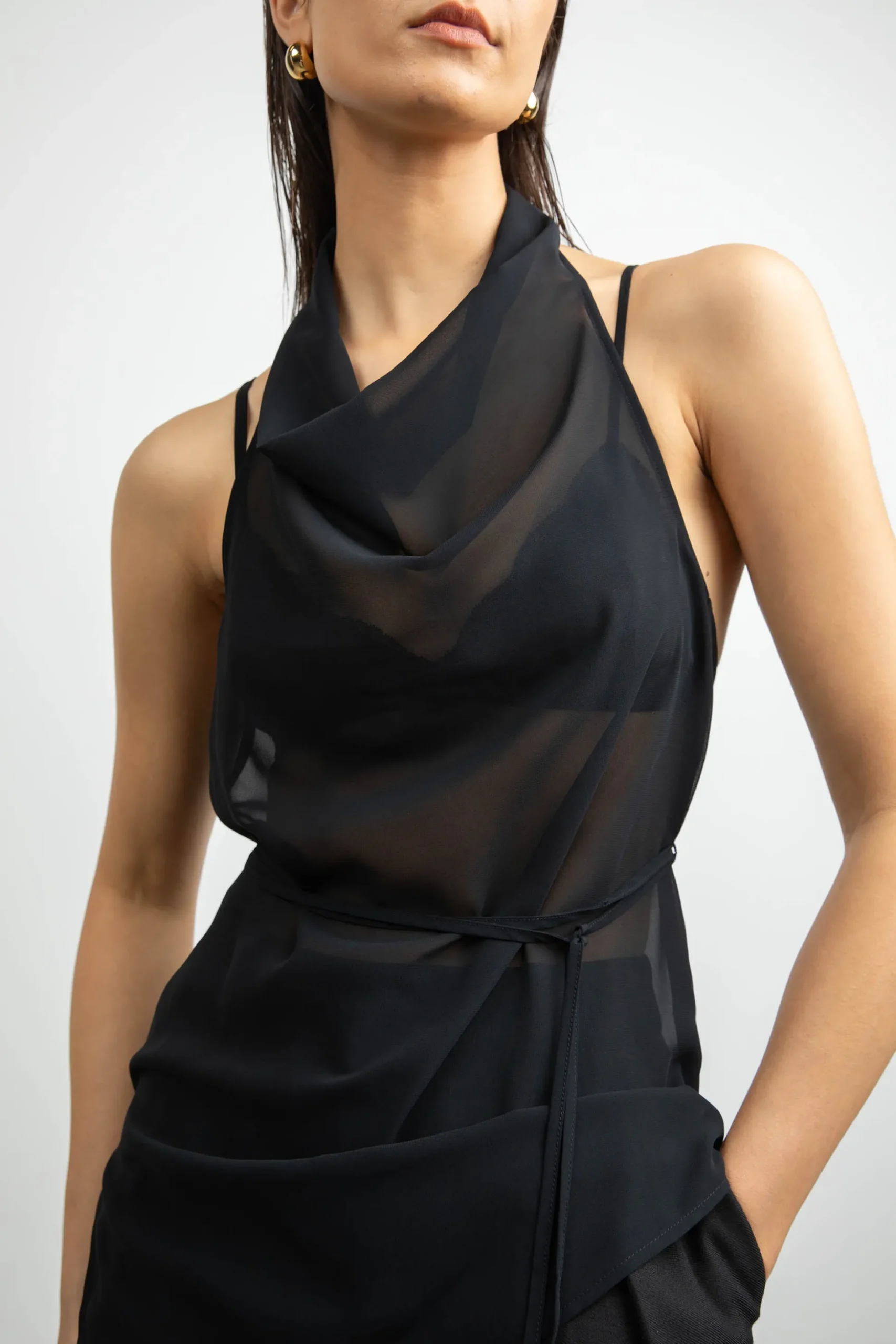 SHEER HALTER TOP