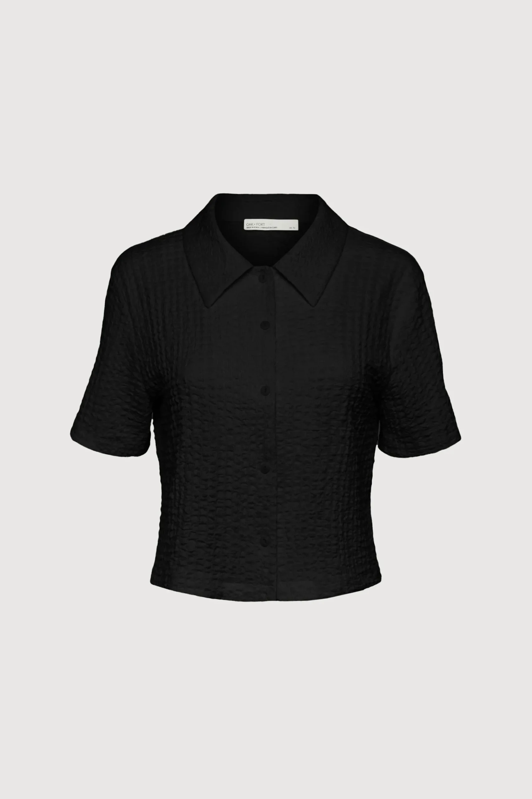 SHORT SLEEVE CRINKLE BUTTON UP