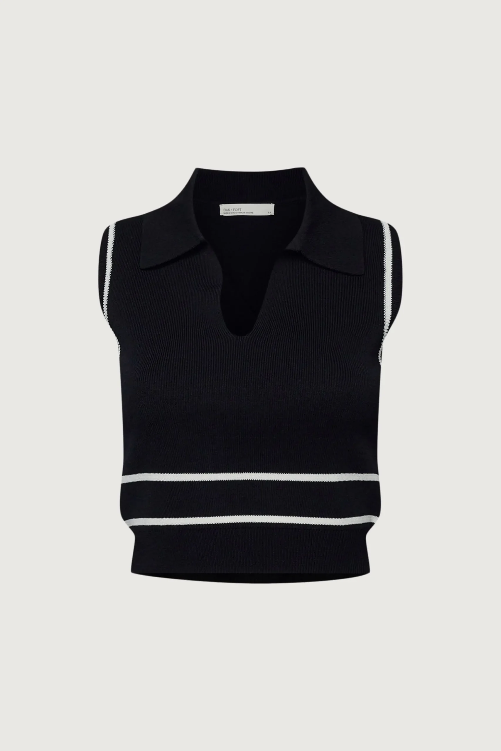 SLEEVELESS COLLARED KNIT TANK