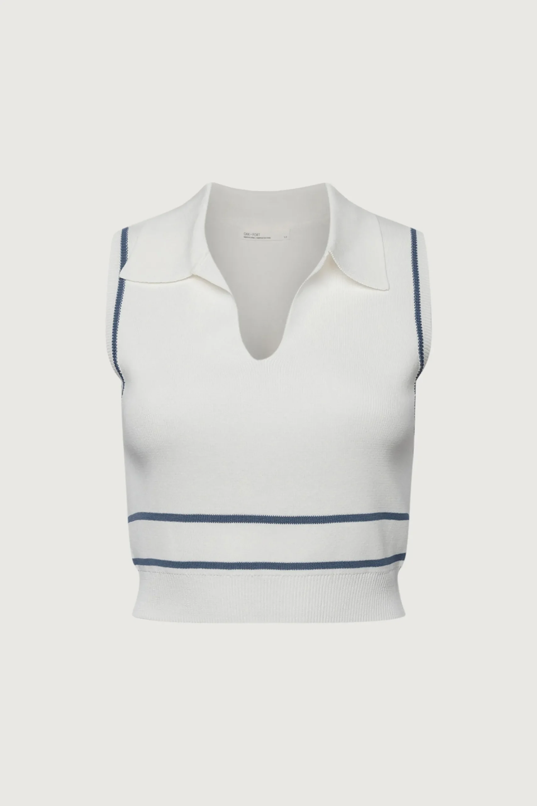 SLEEVELESS COLLARED KNIT TANK