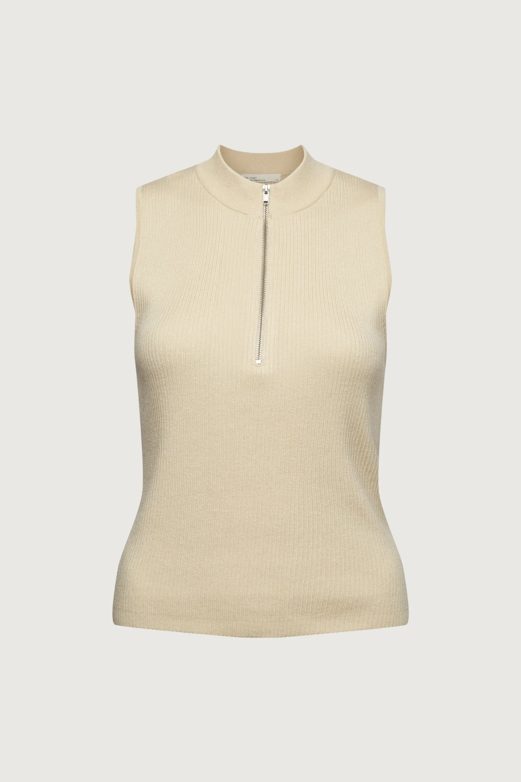 SLEEVELESS MOCKNECK HALF-ZIP SWEATER
