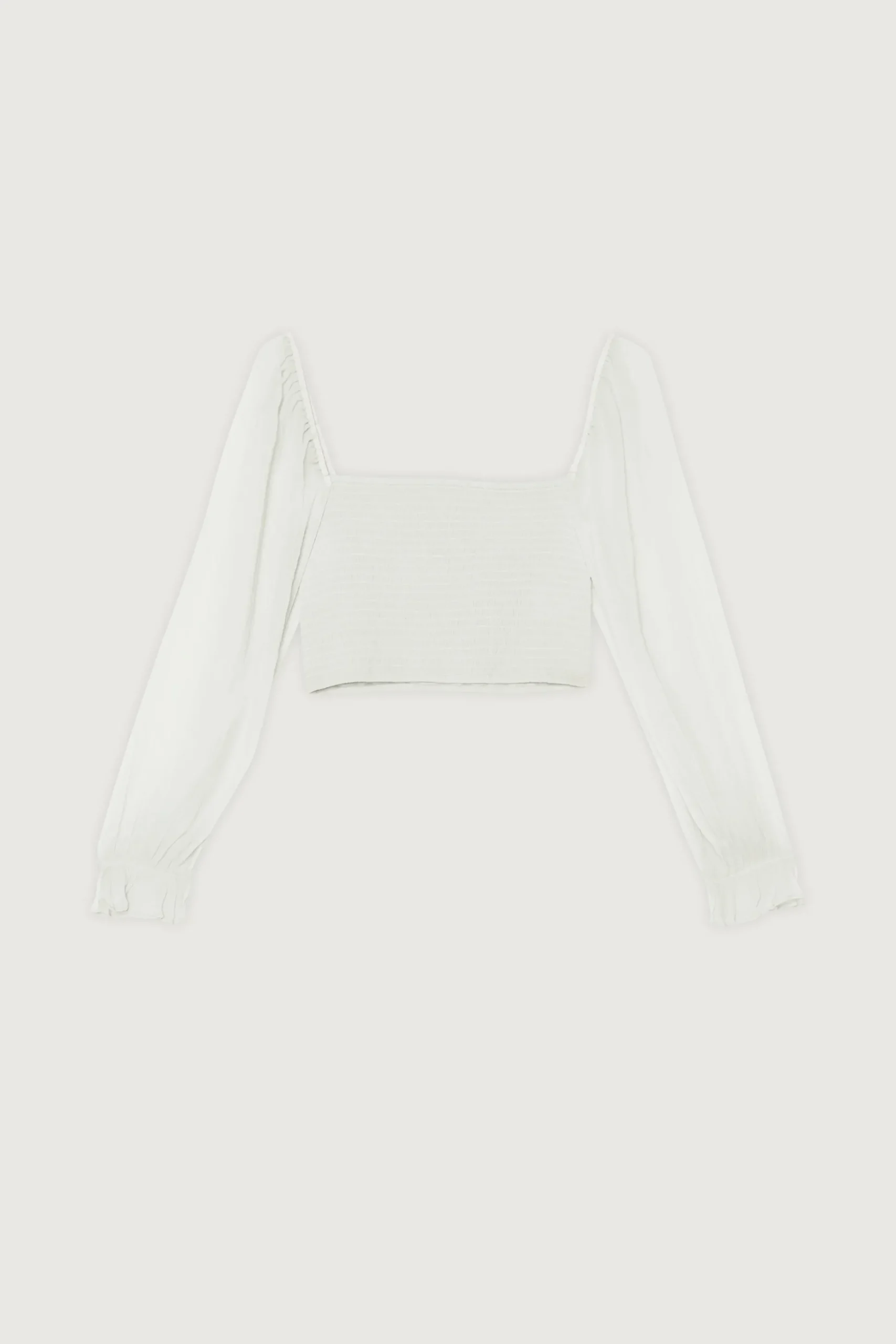 SMOCKED RUFFLE SLEEVE BLOUSE