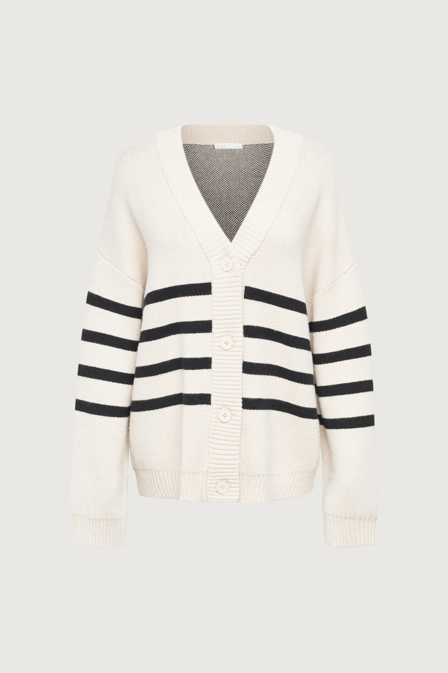 STRIPED BUTTON FRONT CARDIGAN