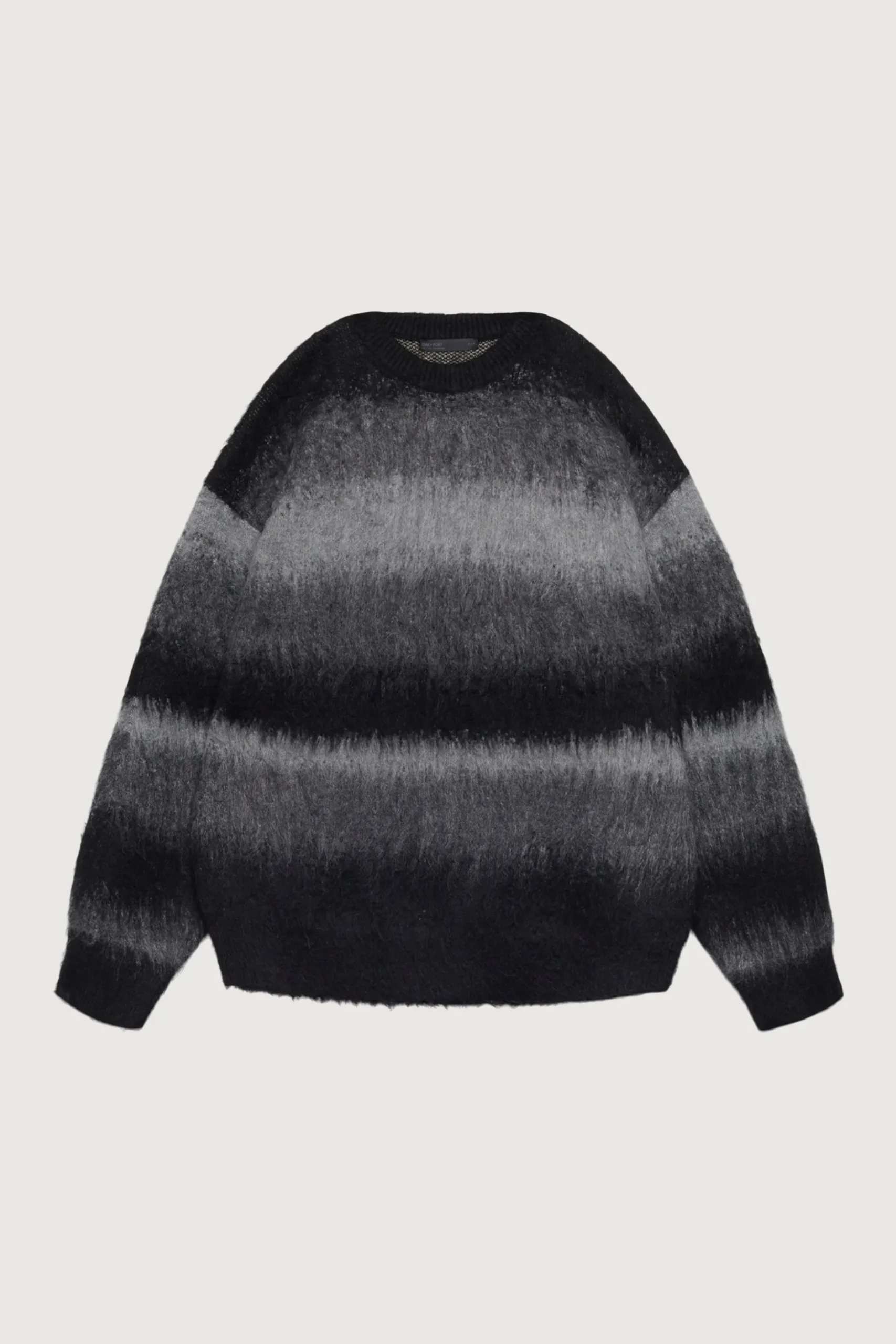 STRIPED TEXTURED KNIT CREWNECK SWEATER