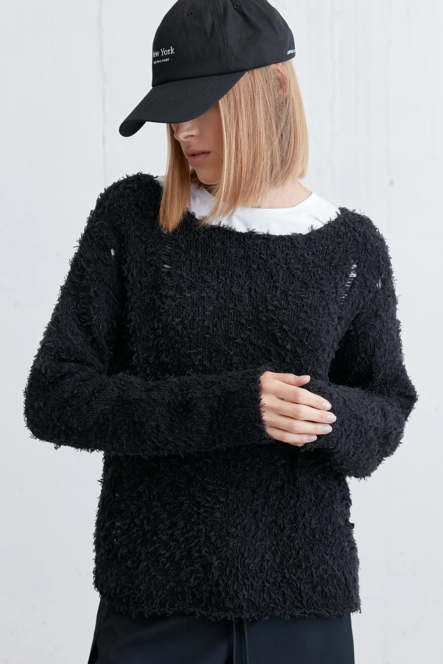 TEXTURED DISTRESSED SWEATER