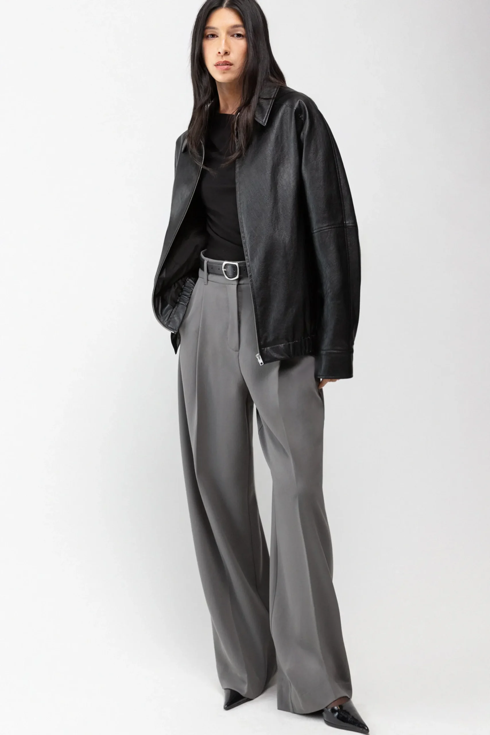 VEGAN LEATHER BOMBER JACKET