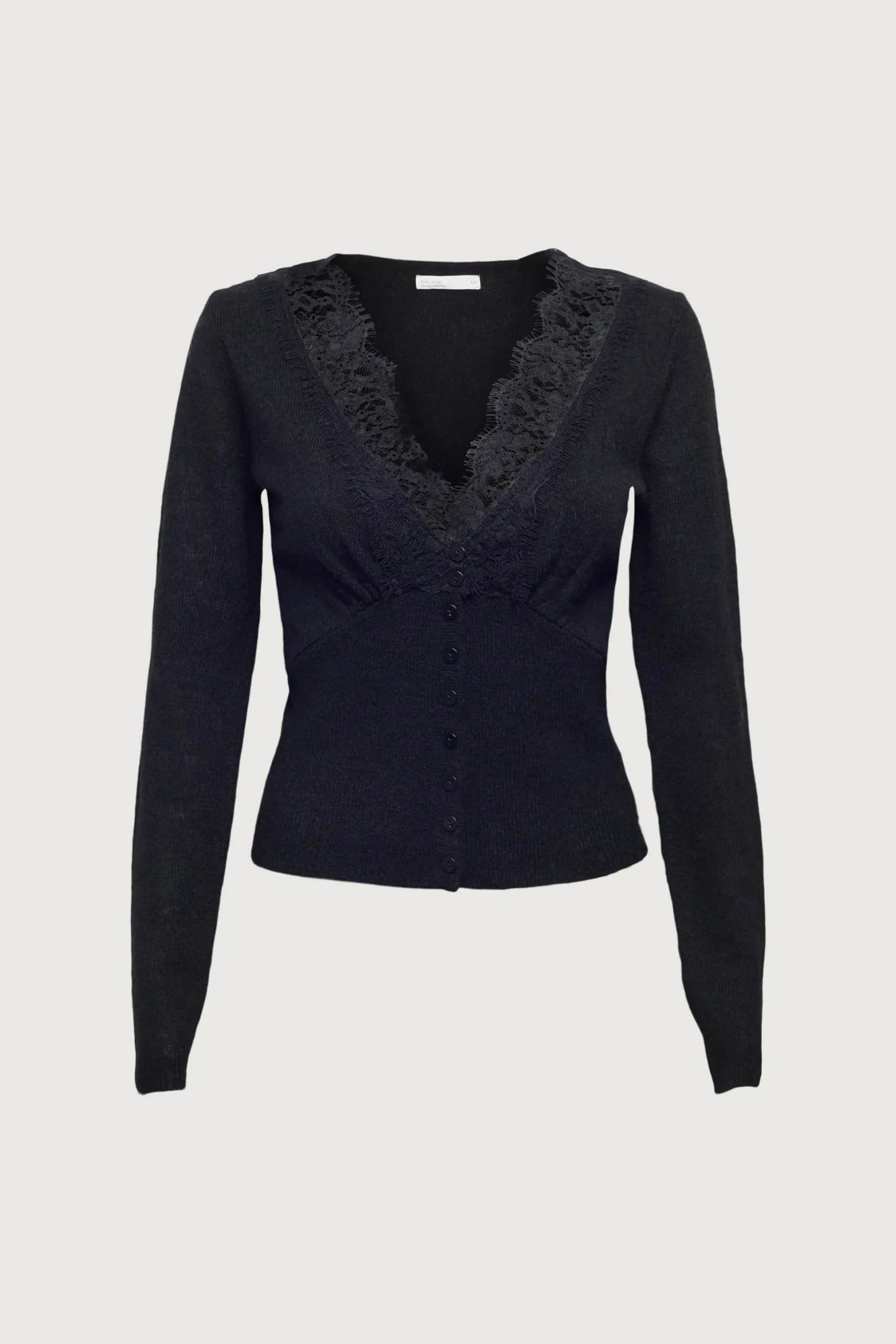 V-NECK LACE TRIM BUTTON FRONT CARDIGAN