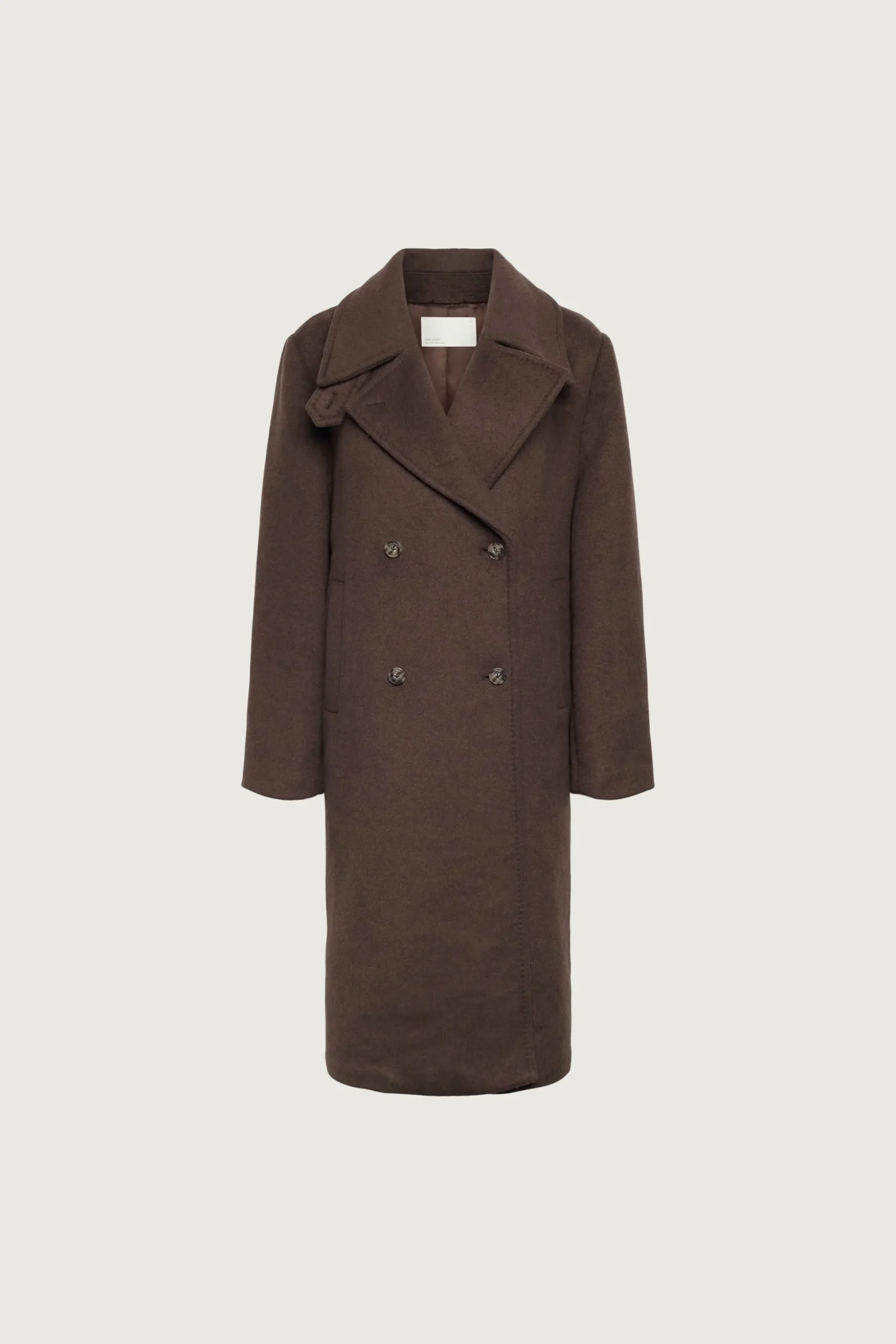 WOOL-BLEND DOUBLE BREASTED COAT WITH POCKETS